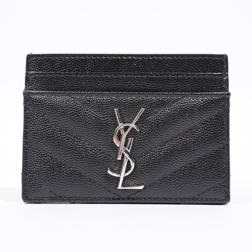 Saint Laurent Cassandre Matelasse Card Holder Black Calfskin Leather
