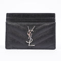 Saint Laurent Cassandre Matelasse Card Holder Black Calfskin Leather