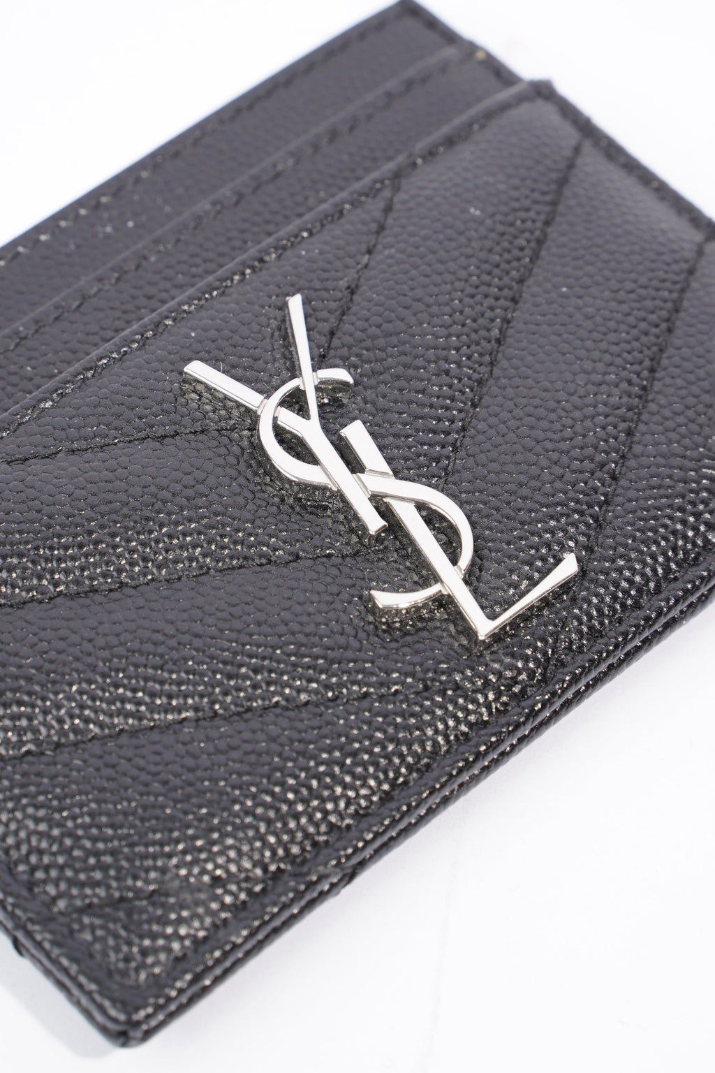 Saint Laurent Cassandre Matelasse Card Holder Black Calfskin Leather