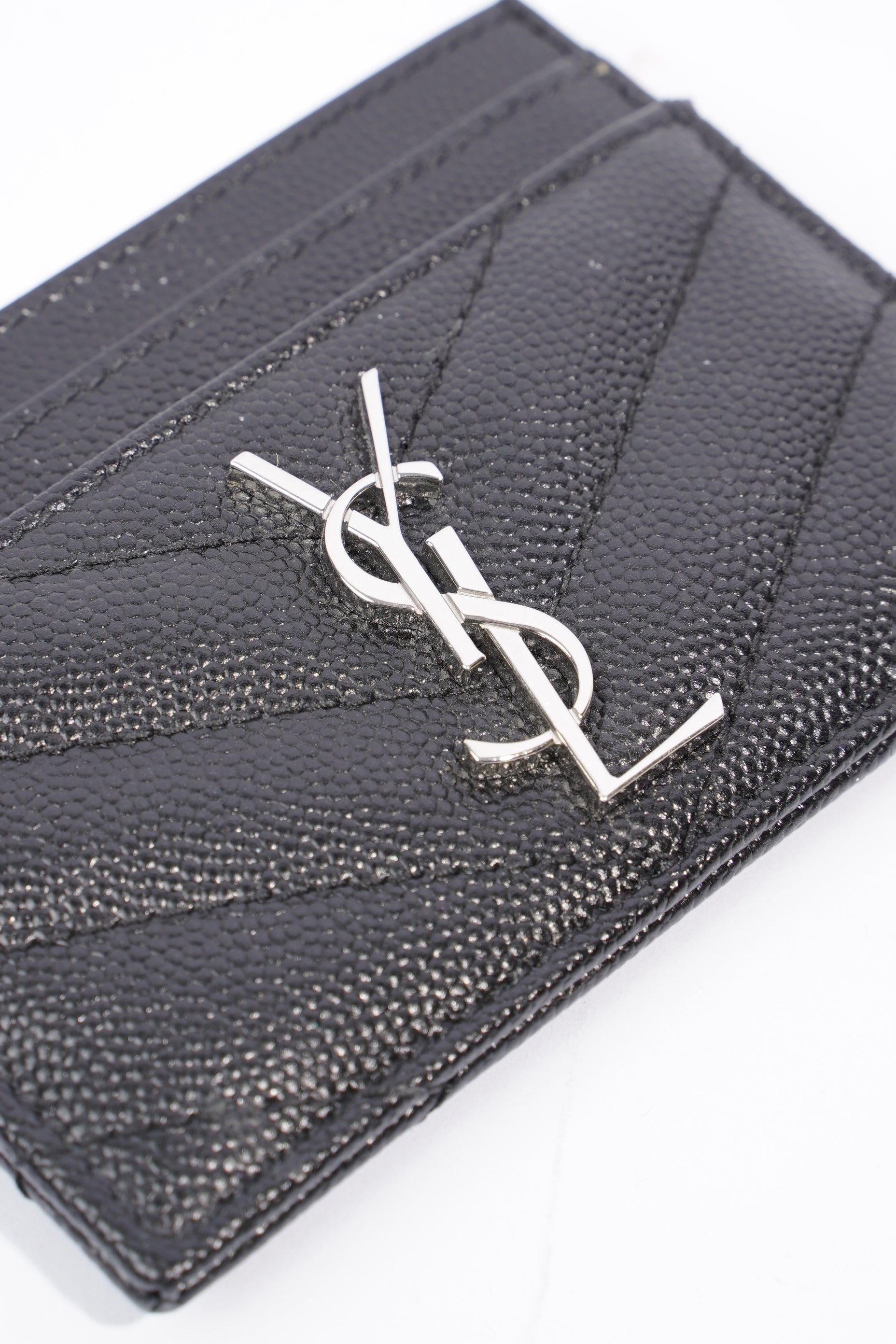 Saint Laurent Cassandre Matelasse Card Holder Black Calfskin Leather