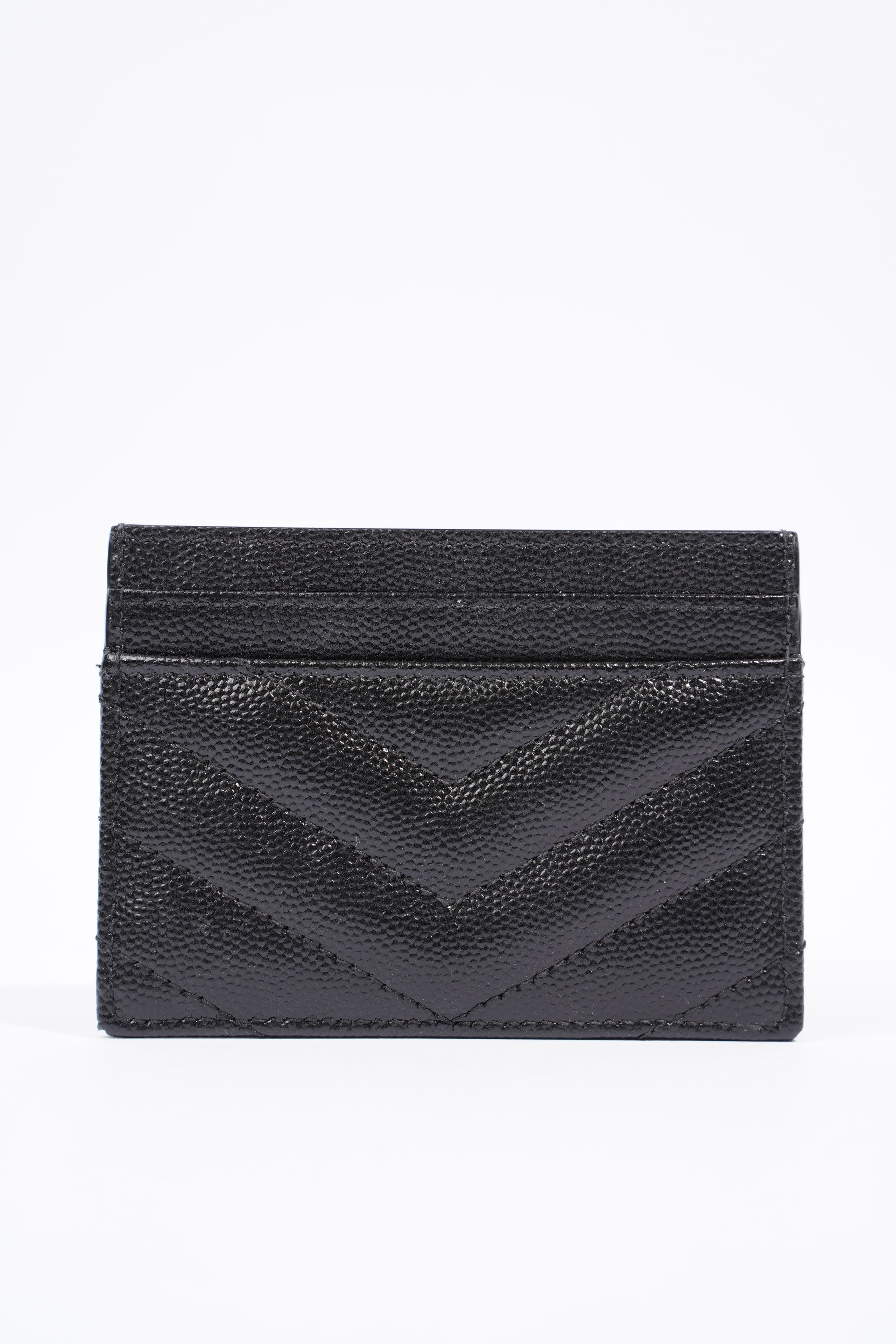 Saint Laurent Cassandre Matelasse Card Holder Black Calfskin Leather