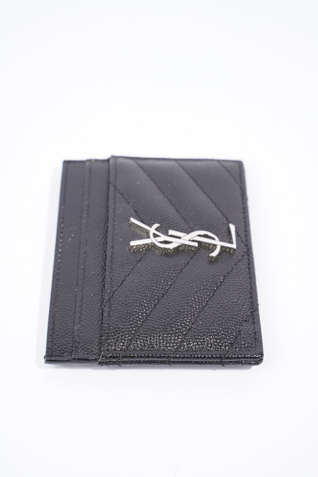 Saint Laurent Cassandre Matelasse Card Holder Black Calfskin Leather