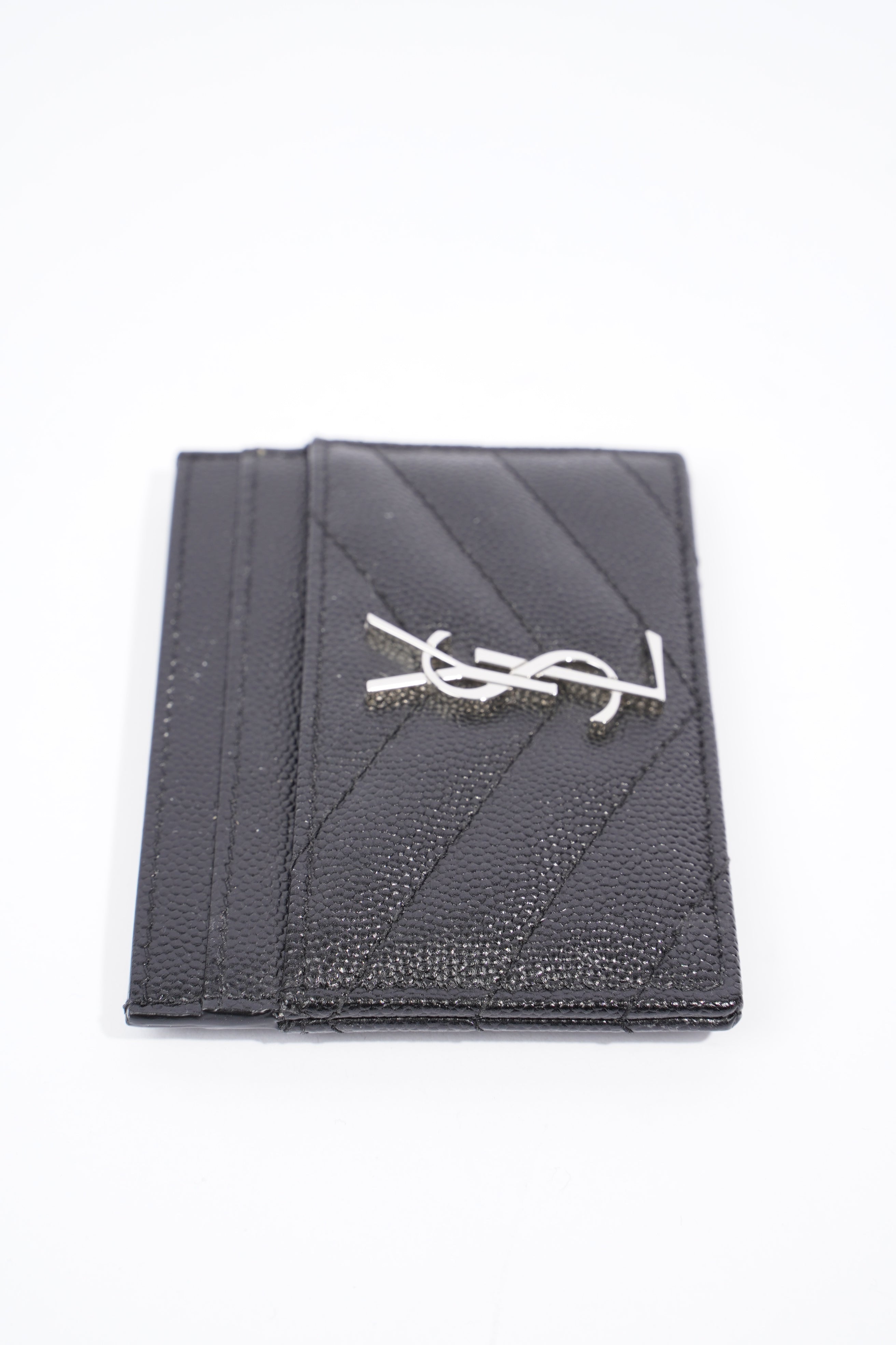 Saint Laurent Cassandre Matelasse Card Holder Black Calfskin Leather