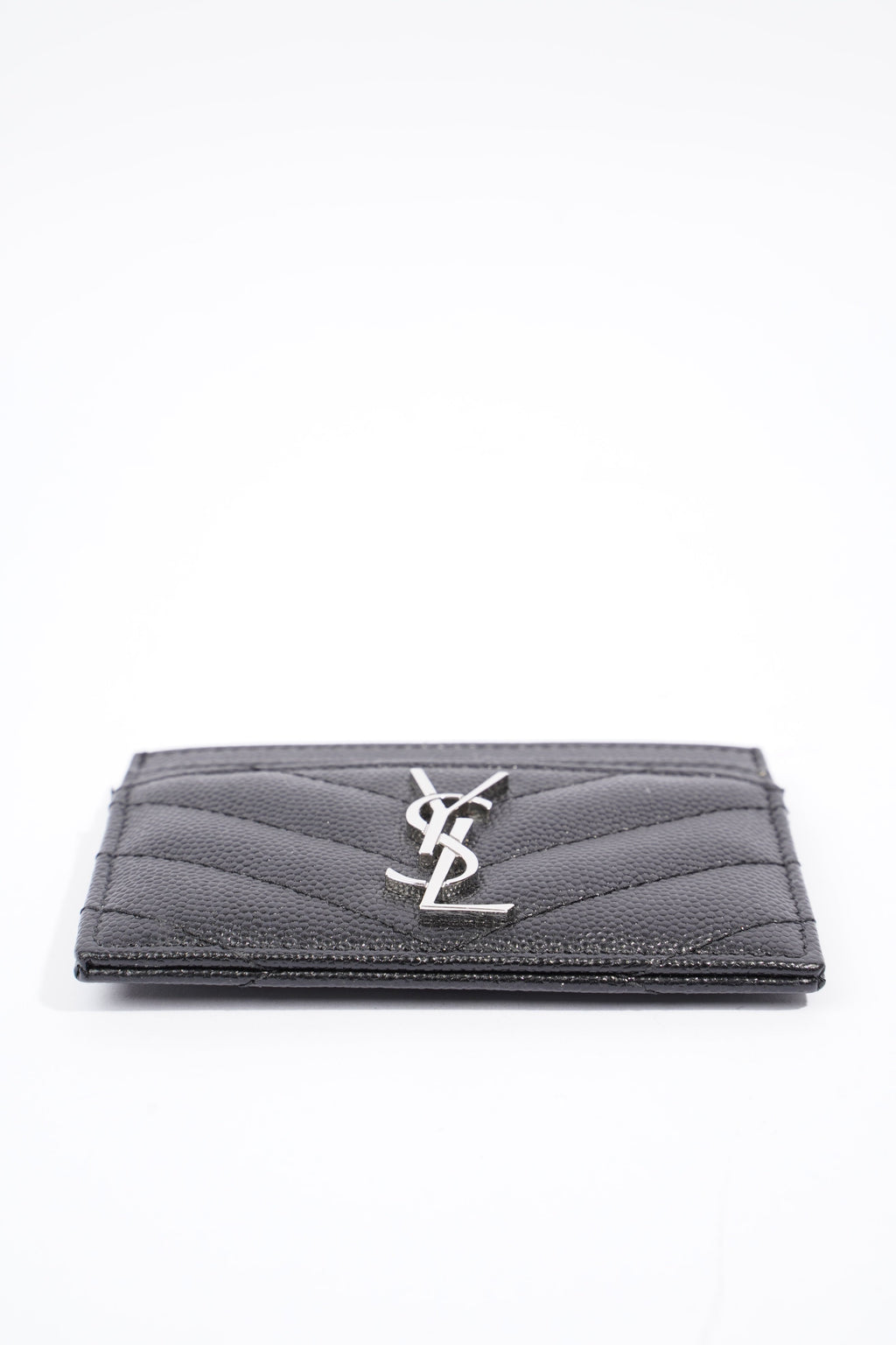 Saint Laurent Cassandre Matelasse Card Holder Black Calfskin Leather