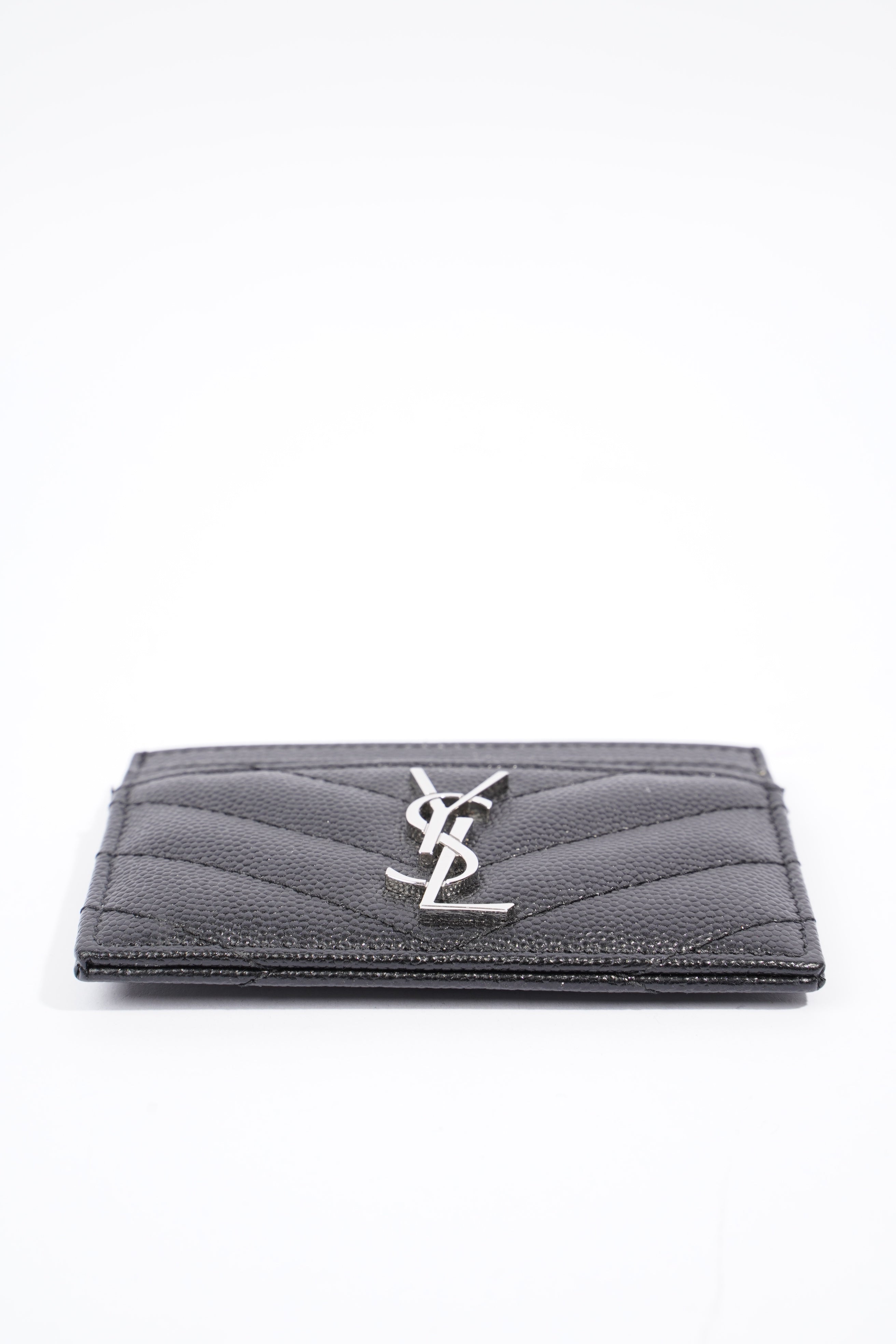 Saint Laurent Cassandre Matelasse Card Holder Black Calfskin Leather