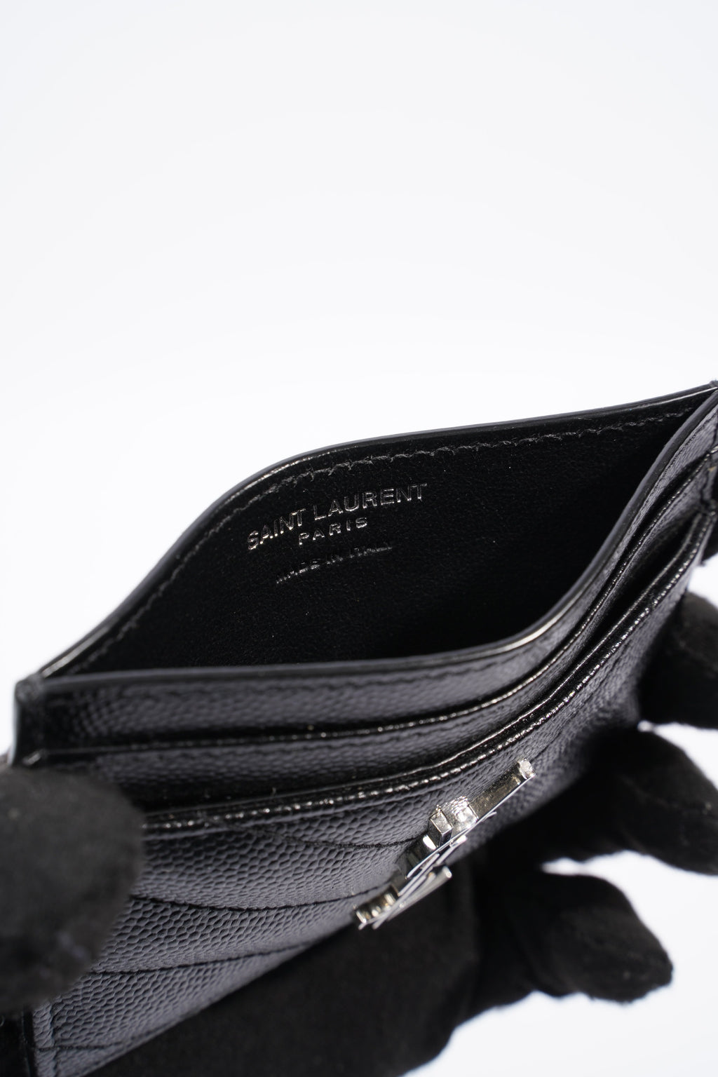 Saint Laurent Cassandre Matelasse Card Holder Black Calfskin Leather