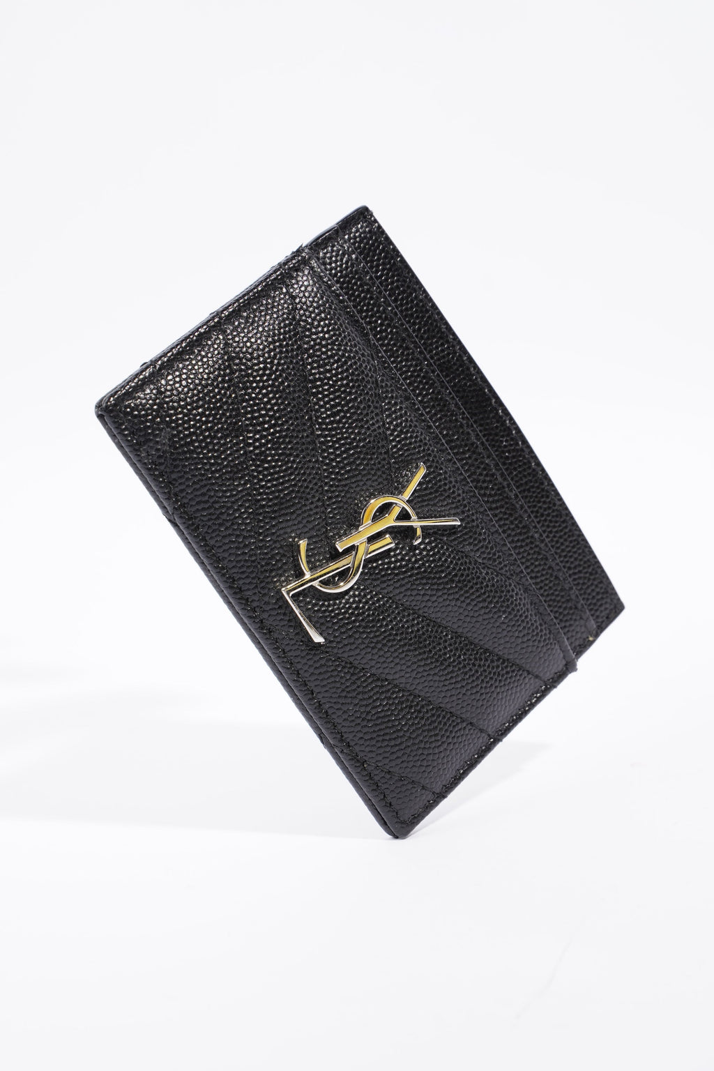 Saint Laurent Cassandre Matelasse Card Holder Black Calfskin Leather