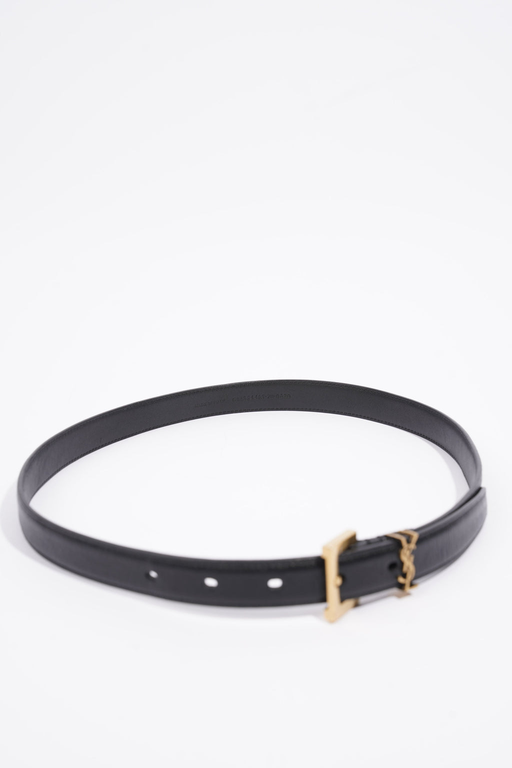 Saint Laurent Cassandre Thin Belt Black Leather 75cm