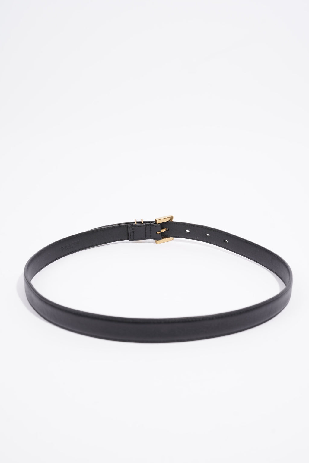 Saint Laurent Cassandre Thin Belt Black Leather 75cm