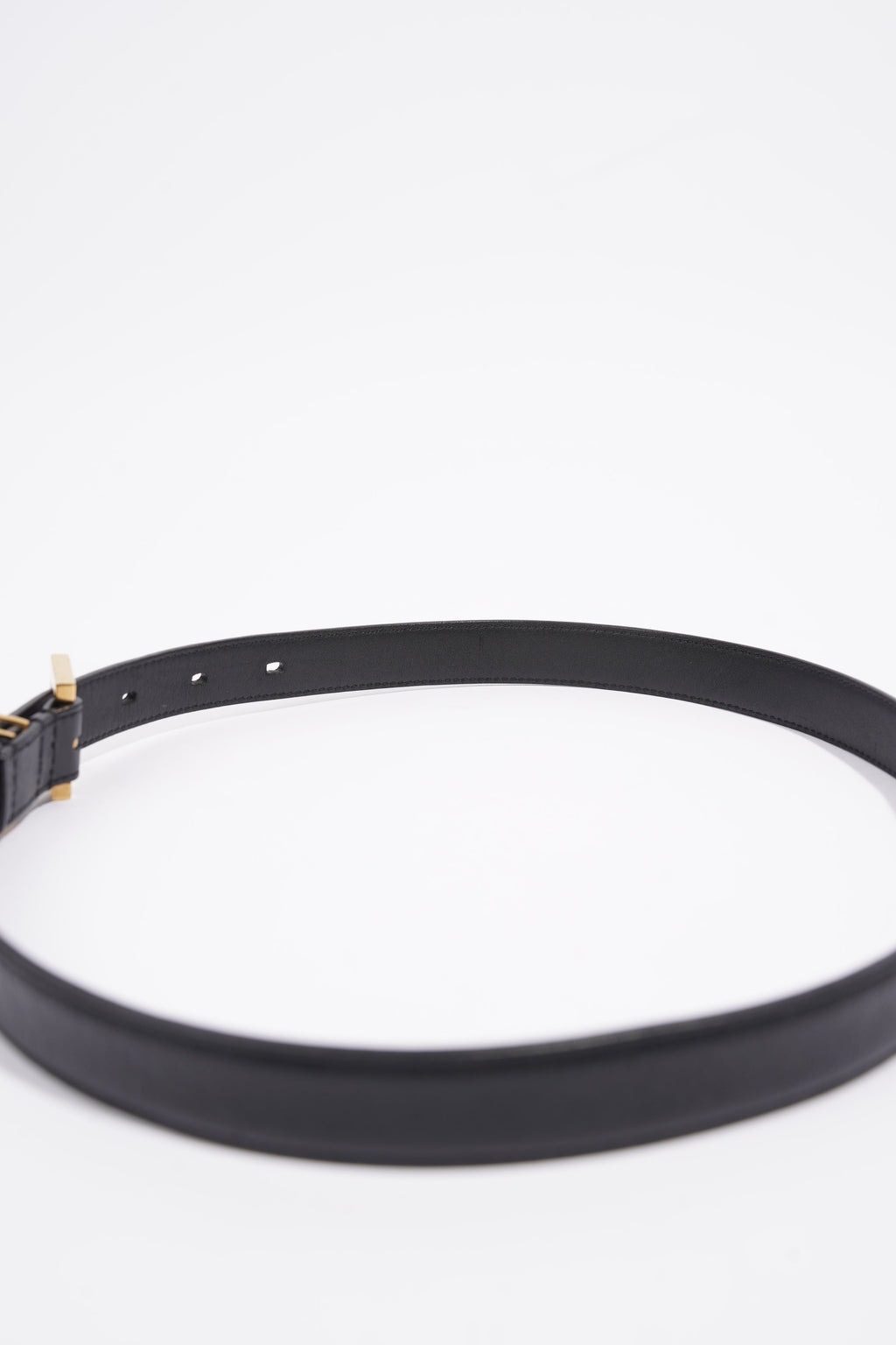 Saint Laurent Cassandre Thin Belt Black Leather 75cm