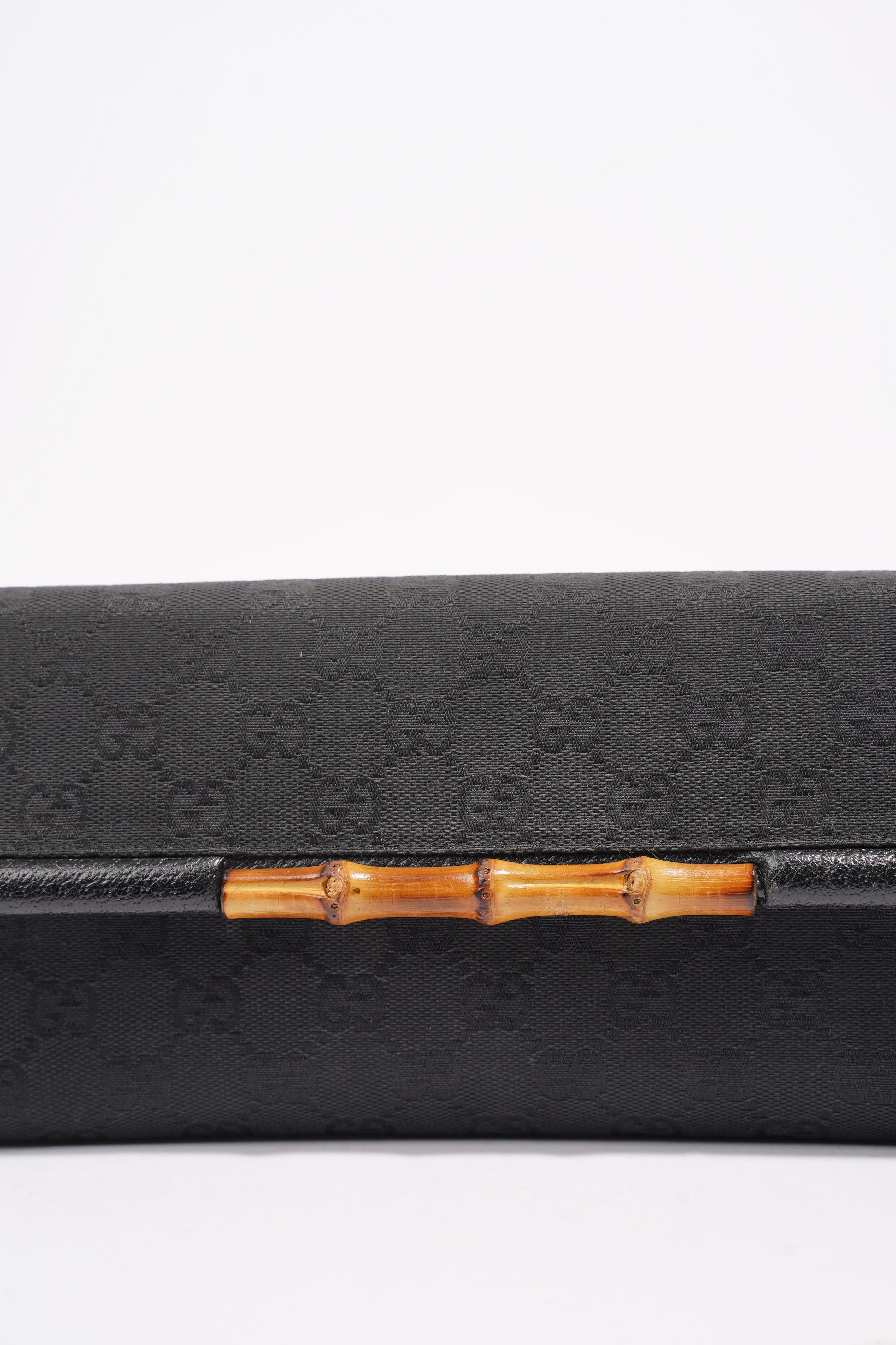 Gucci Bamboo Clutch Black Canvas