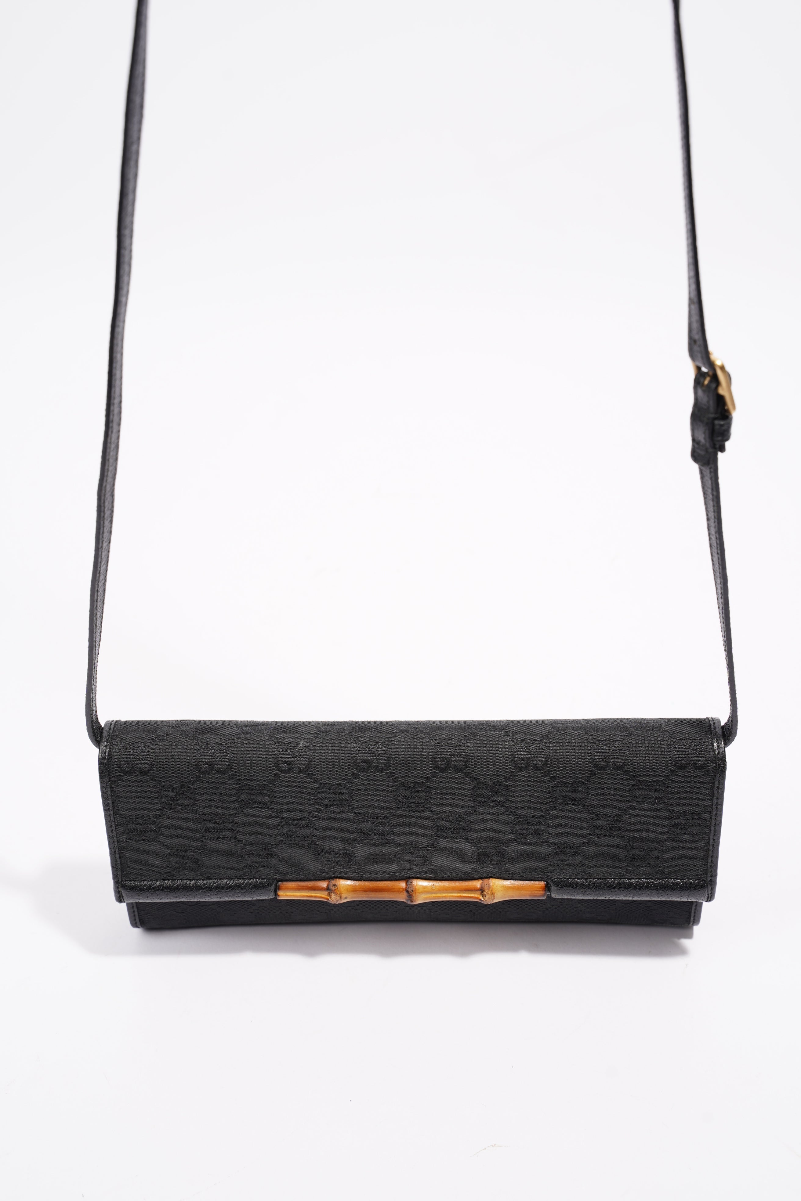 Gucci Bamboo Clutch Black Canvas