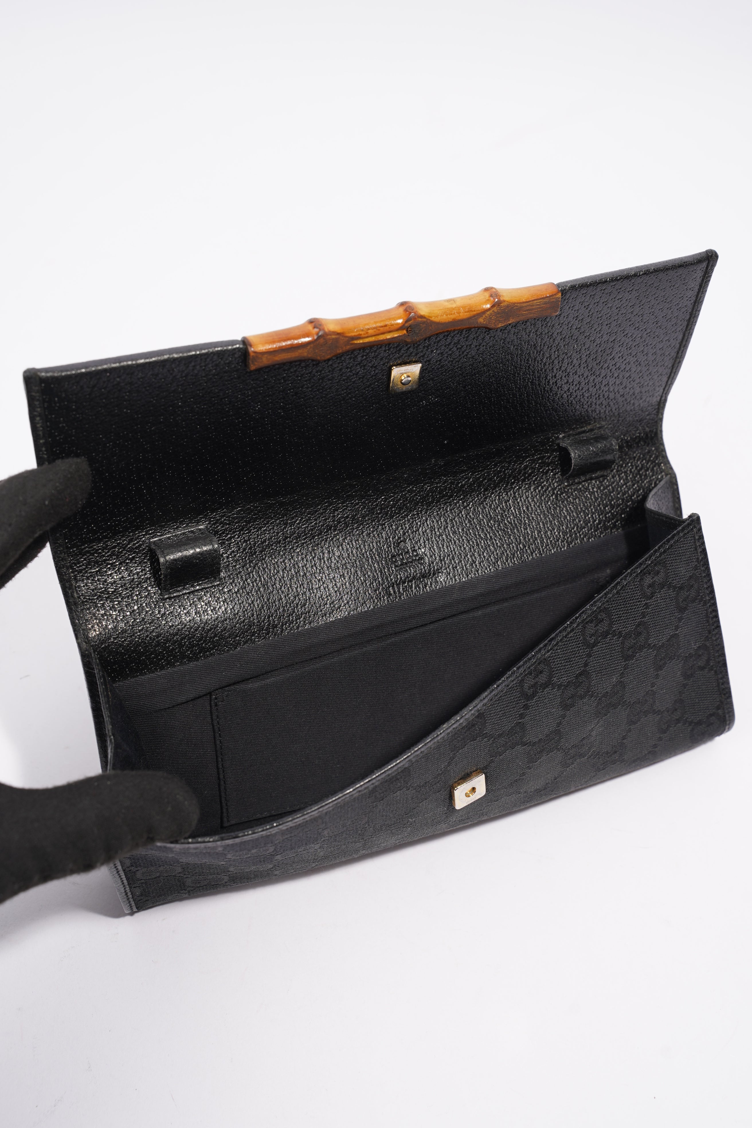 Gucci Bamboo Clutch Black Canvas
