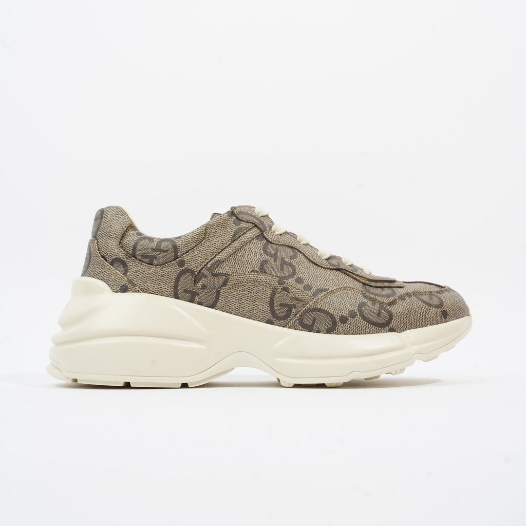 Gucci Rhyton Logo Beige Monogram / White Canvas EU 40.5 UK 6.5