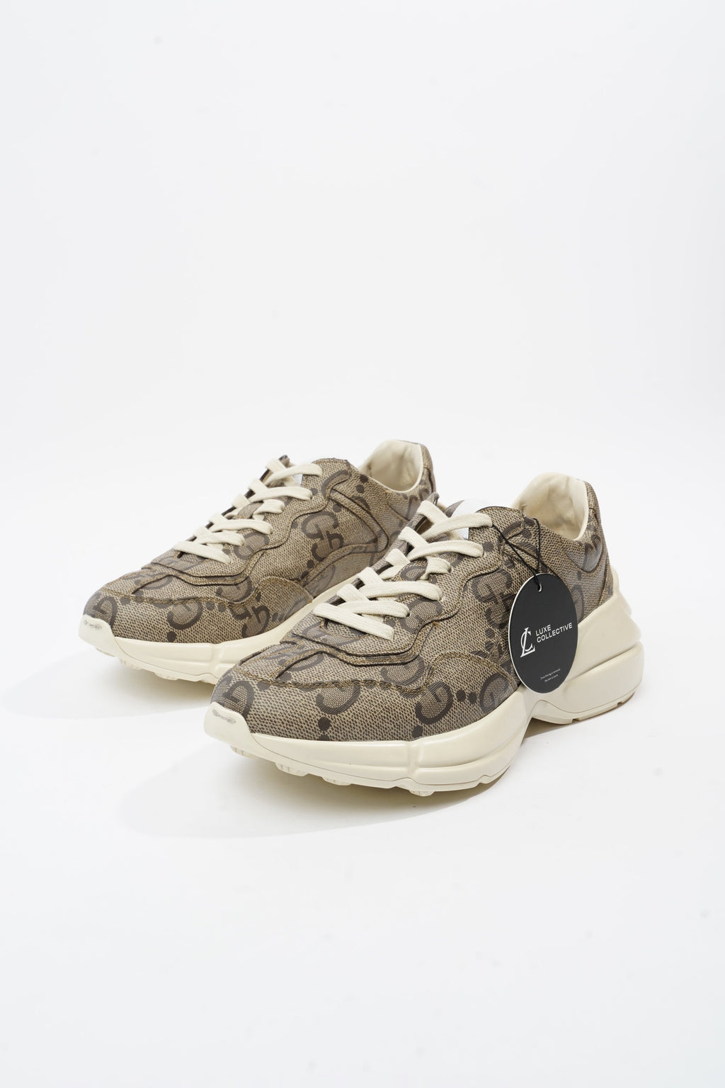 Gucci Rhyton Logo Beige Monogram / White Canvas EU 40.5 UK 6.5