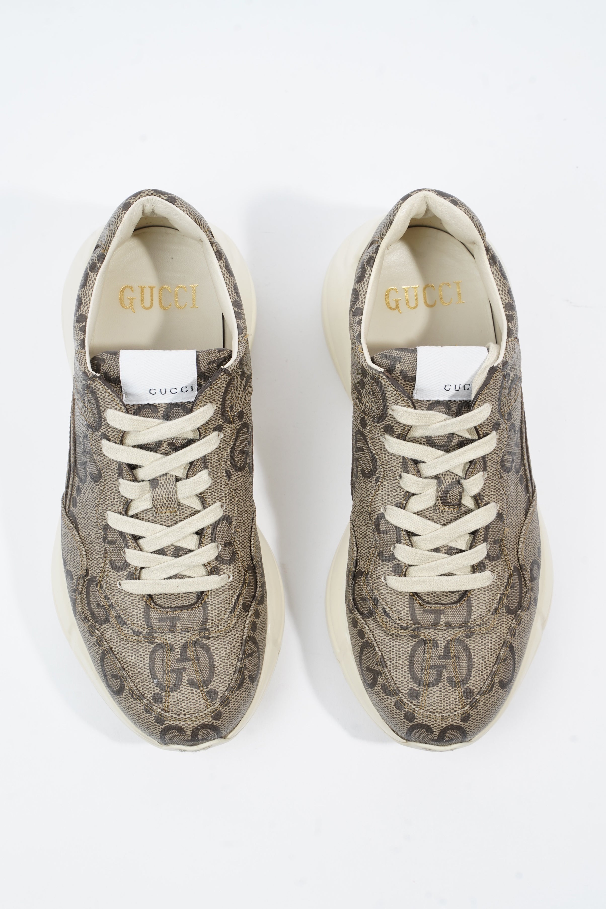 Gucci Rhyton Logo Beige Monogram / White Canvas EU 40.5 UK 6.5