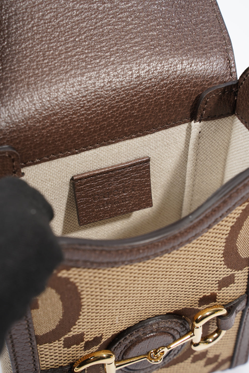 Gucci 1955 Horsebit Mini Beige and ebony GG supreme canvas Canvas