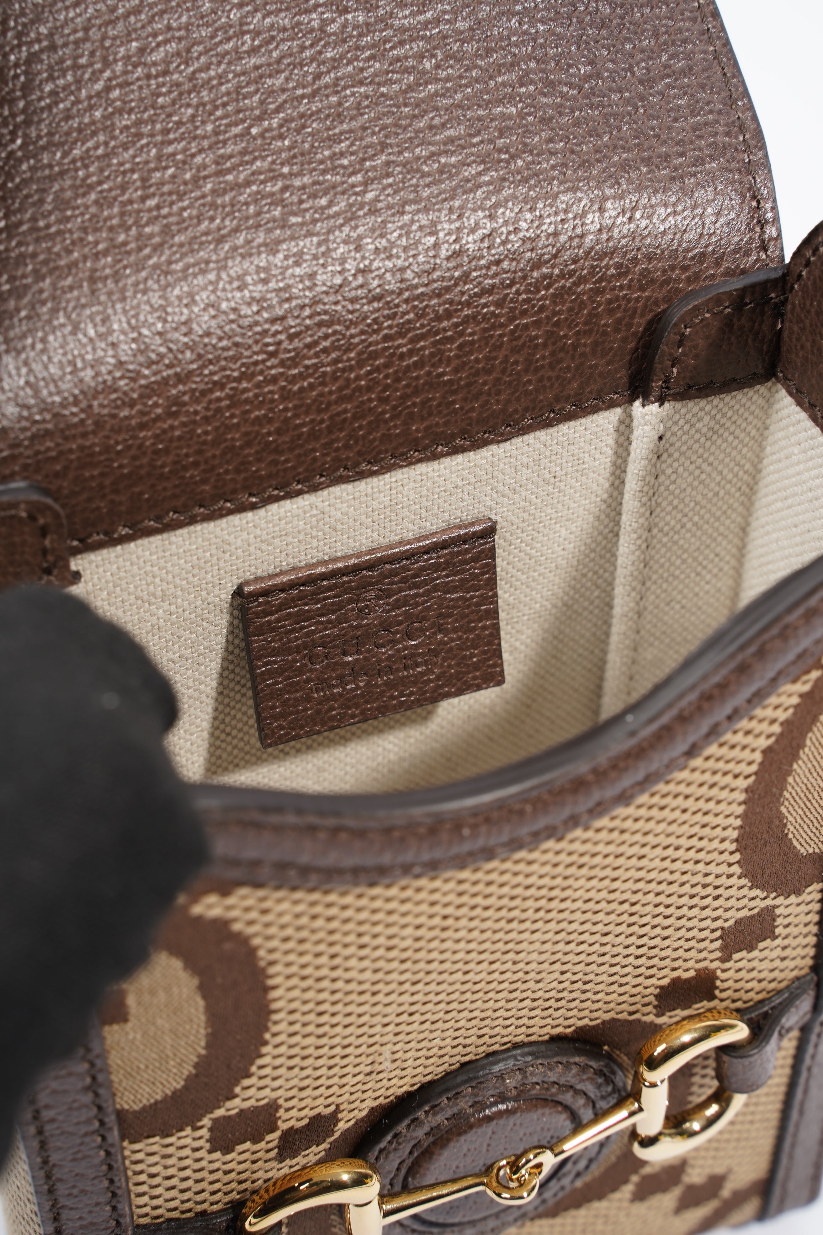 Gucci 1955 Horsebit Mini Beige and ebony GG supreme canvas Canvas