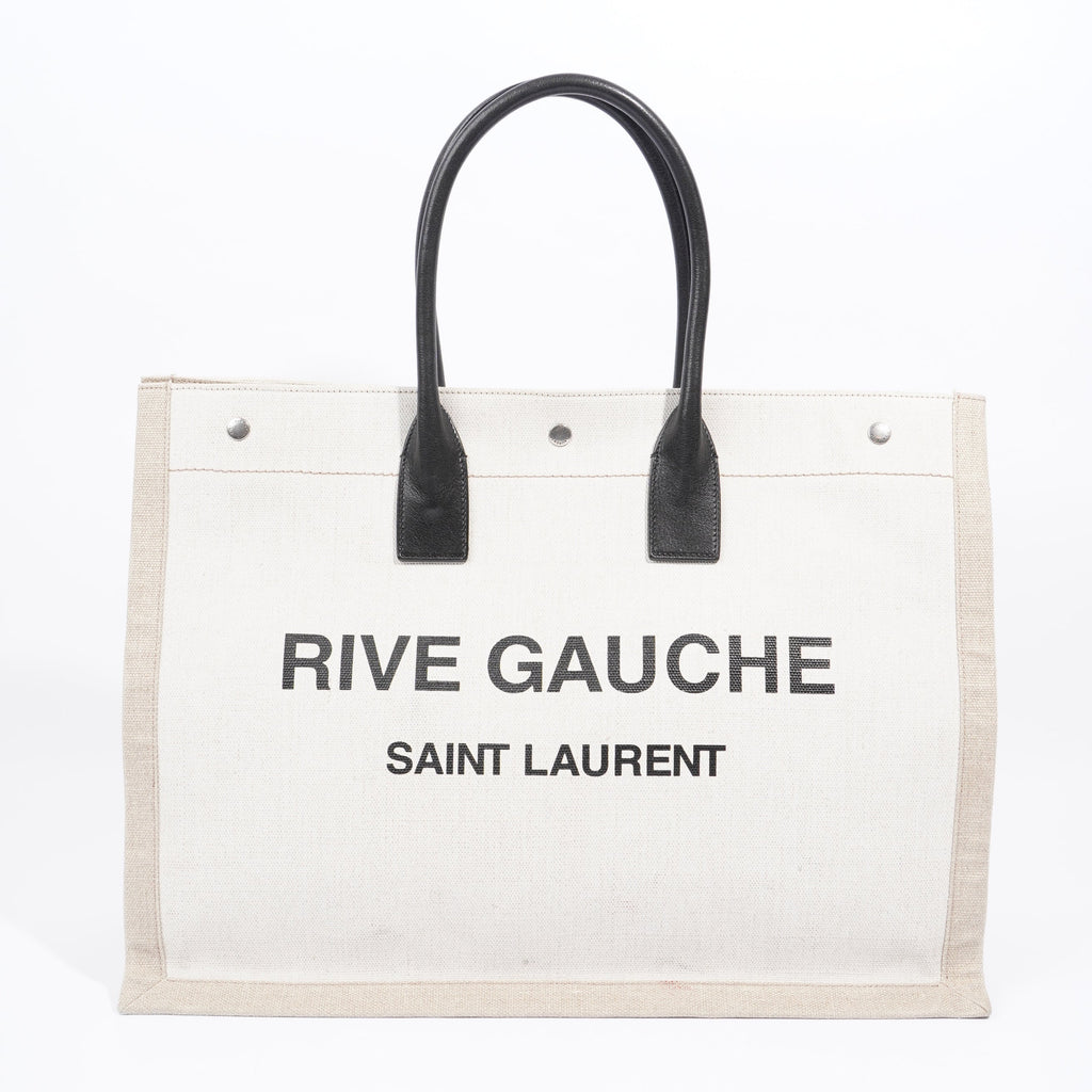 Saint Laurent Rive Gauche Tote Beige Cotton