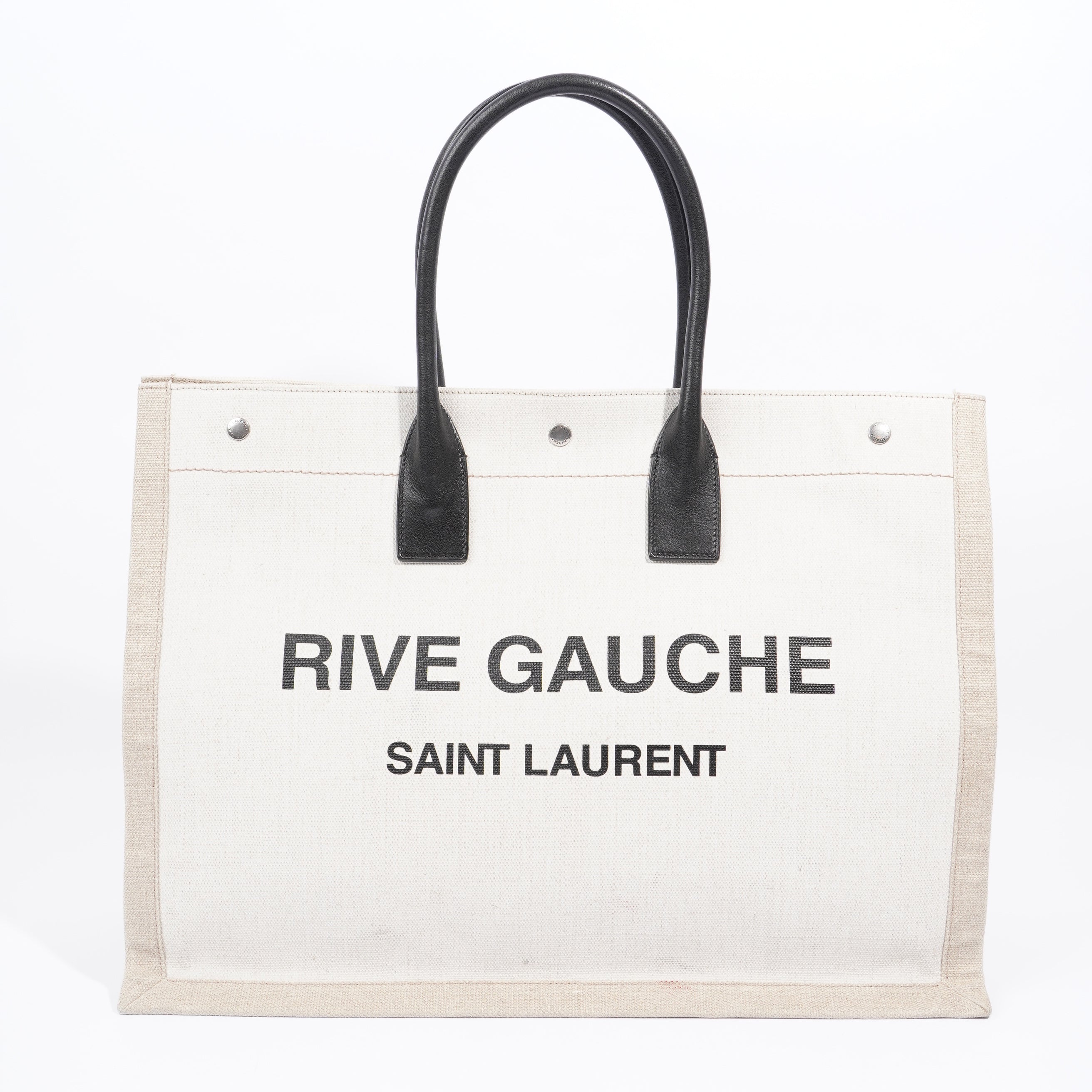 Saint Laurent Rive Gauche Tote Beige Cotton