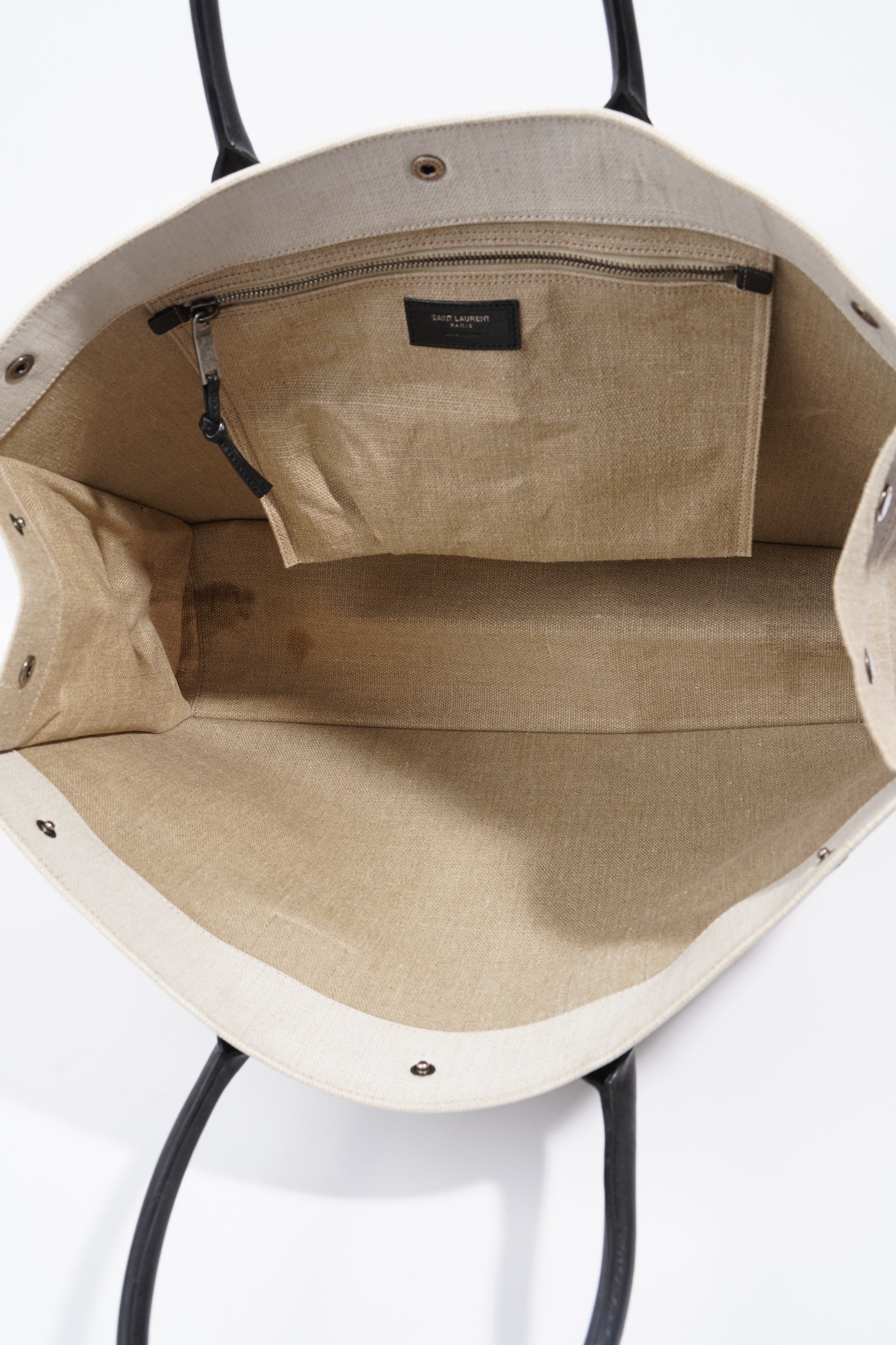 Saint Laurent Rive Gauche Tote Beige Cotton