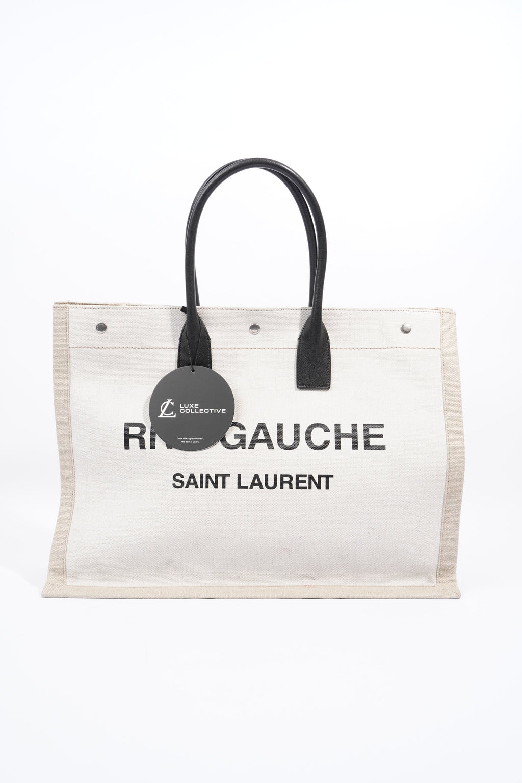 Saint Laurent Rive Gauche Tote Beige Cotton