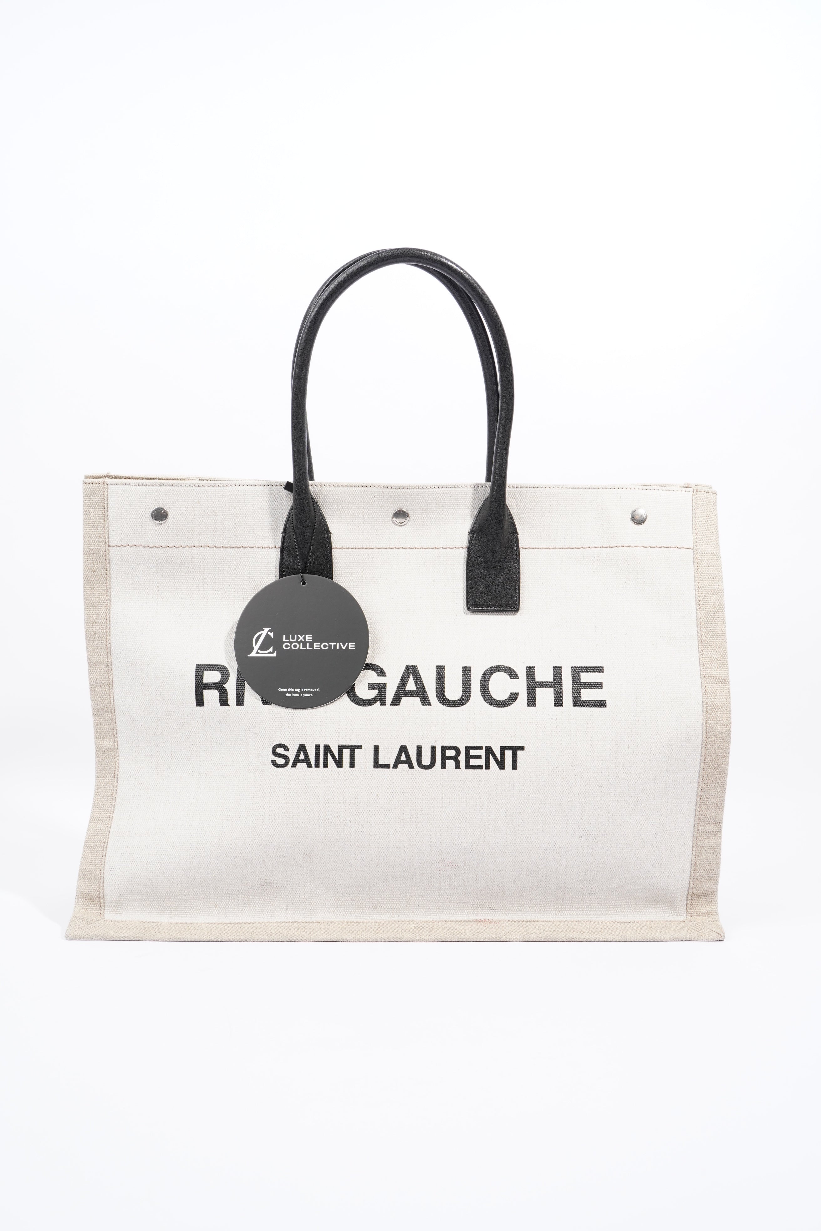 Saint Laurent Rive Gauche Tote Beige Cotton