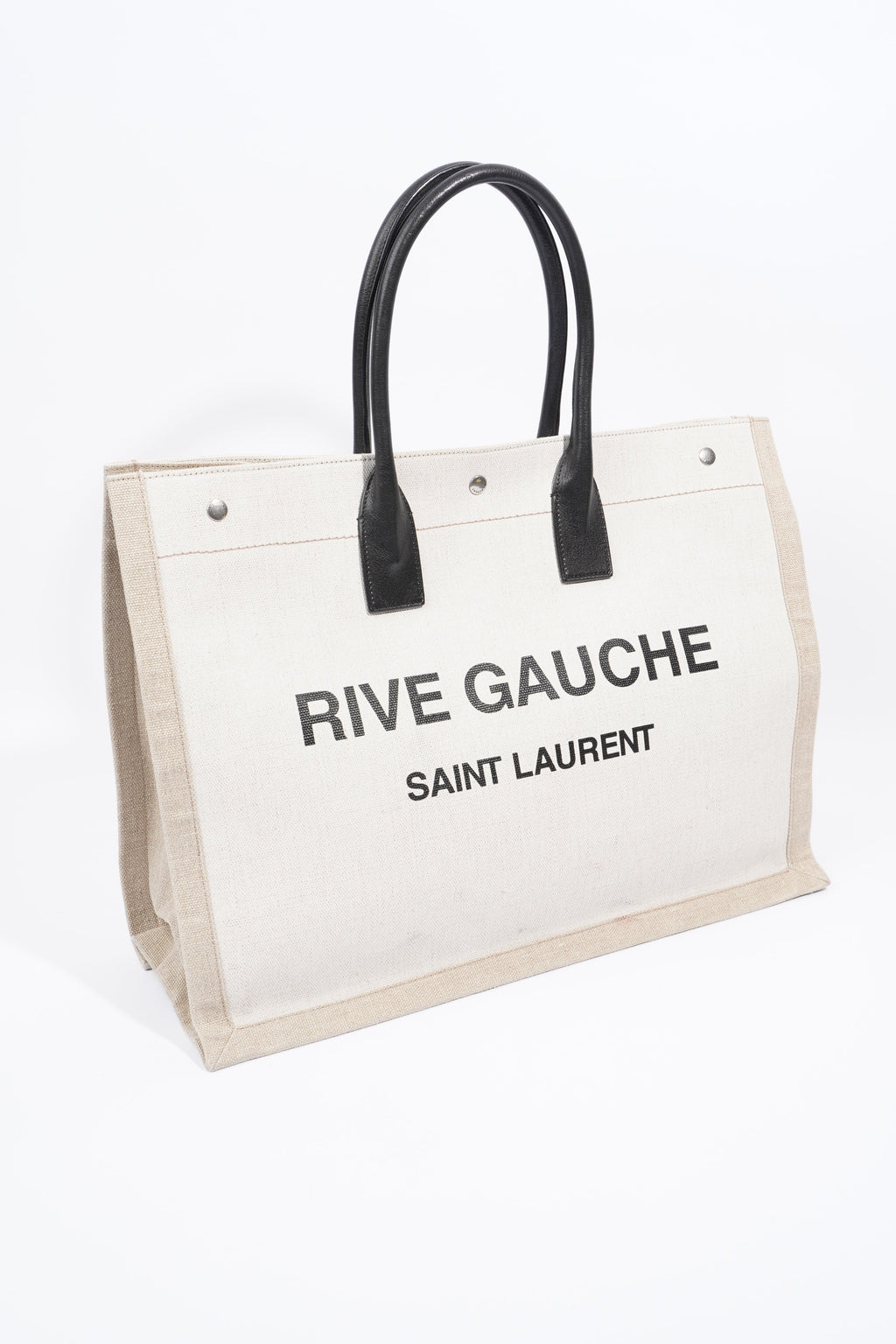 Saint Laurent Rive Gauche Tote Beige Cotton