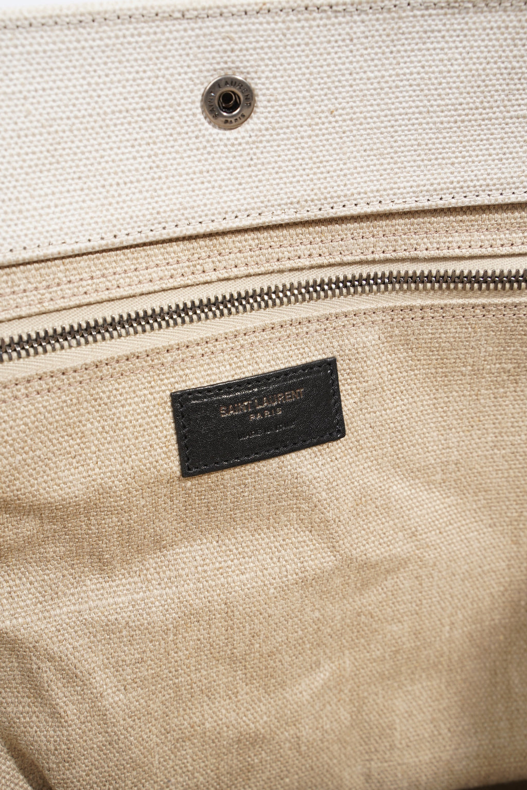 Saint Laurent Rive Gauche Tote Beige Cotton