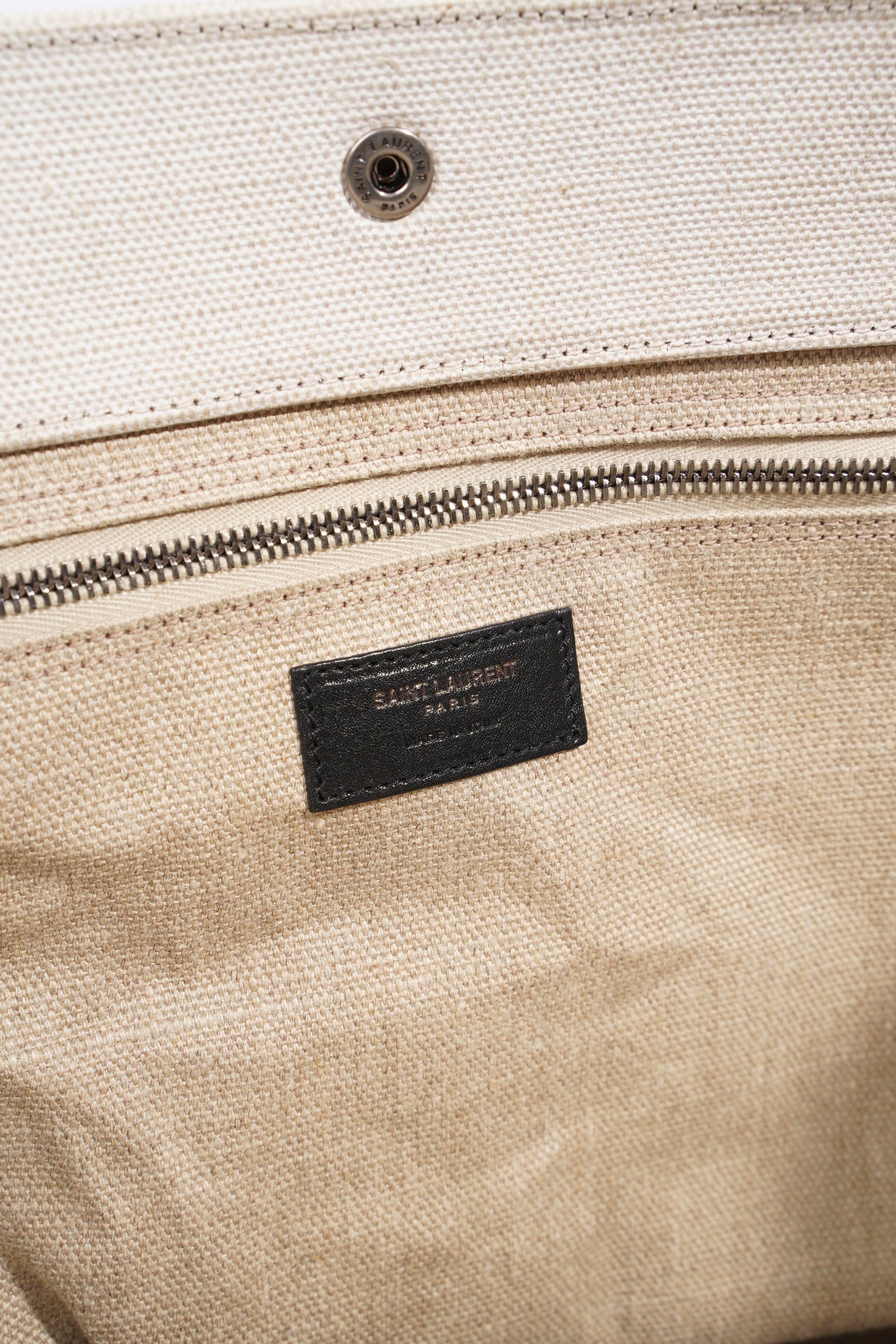 Saint Laurent Rive Gauche Tote Beige Cotton