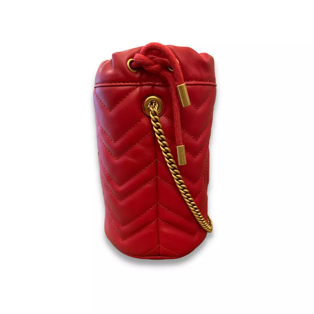GUCCI RED MARMONT  MINI BUCKET BAG