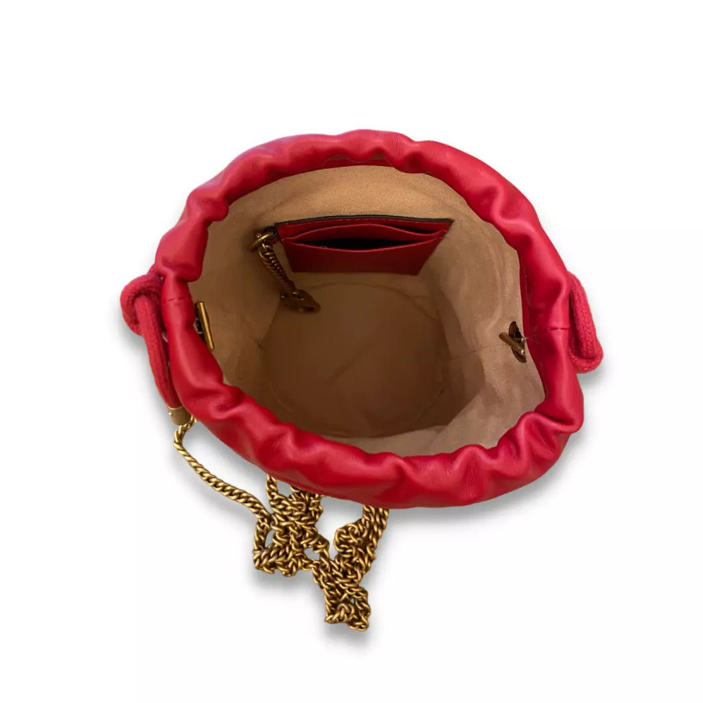 GUCCI RED MARMONT  MINI BUCKET BAG