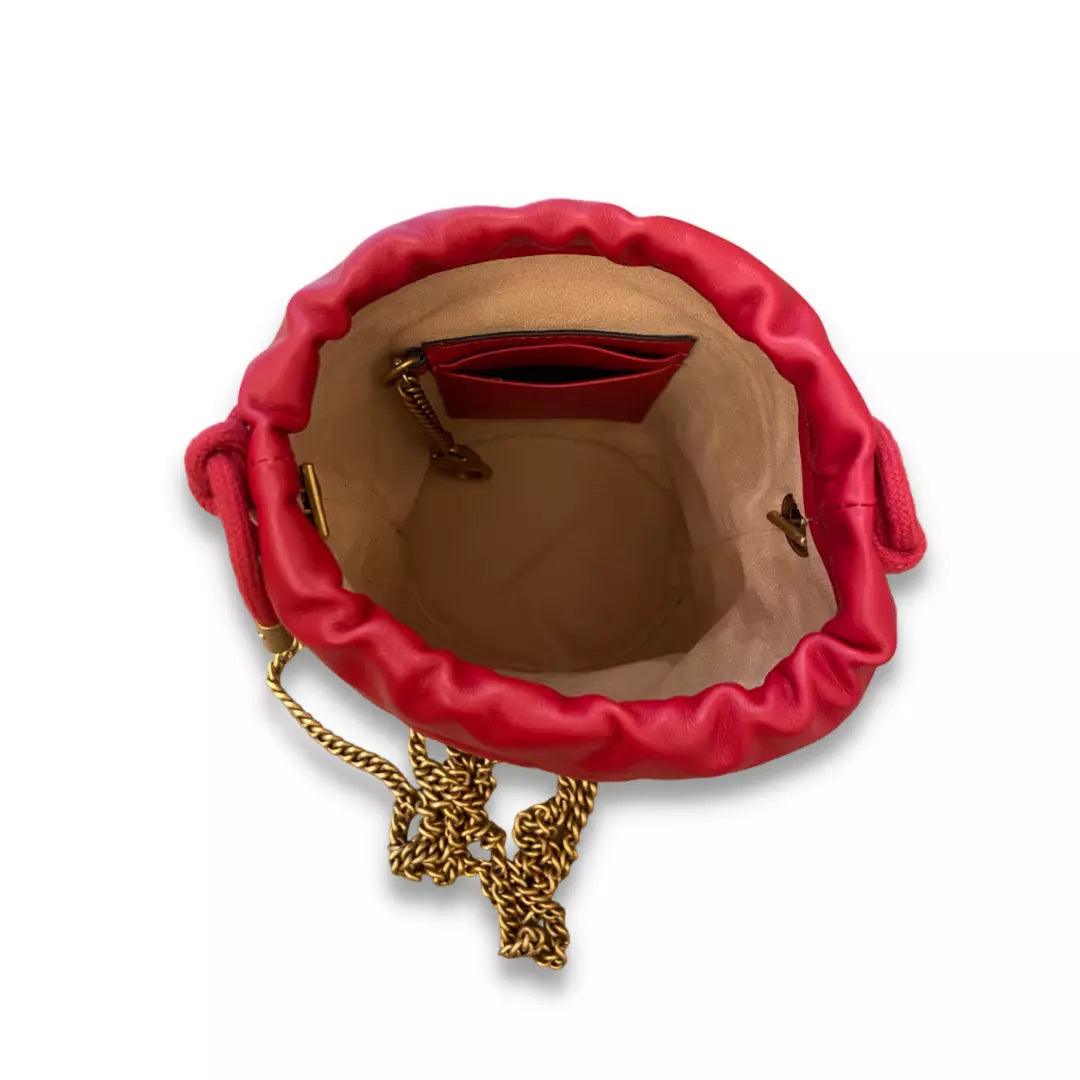 GUCCI RED MARMONT  MINI BUCKET BAG