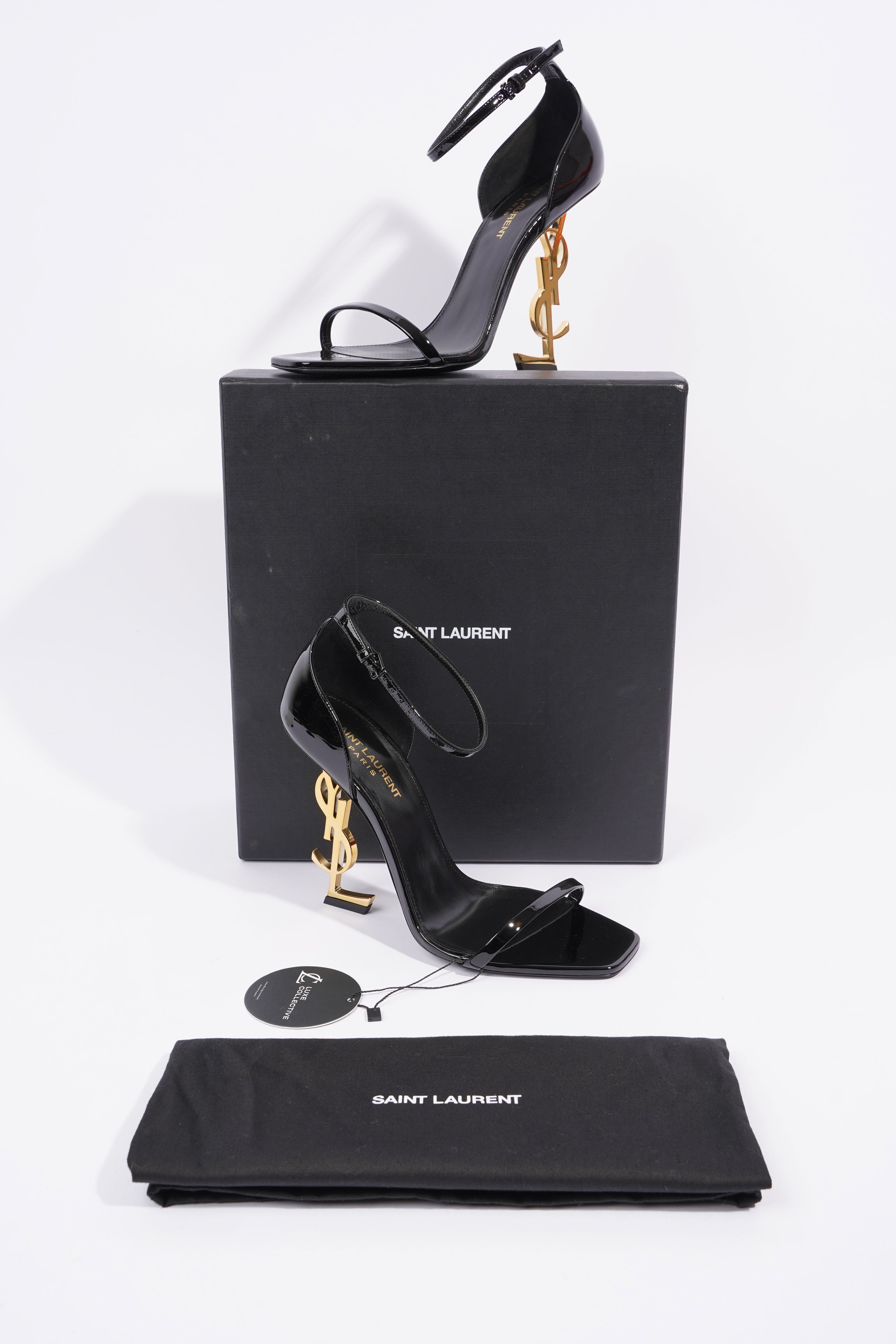 Saint Laurent Opyum Black / Gold Patent Leather EU 39 UK 6