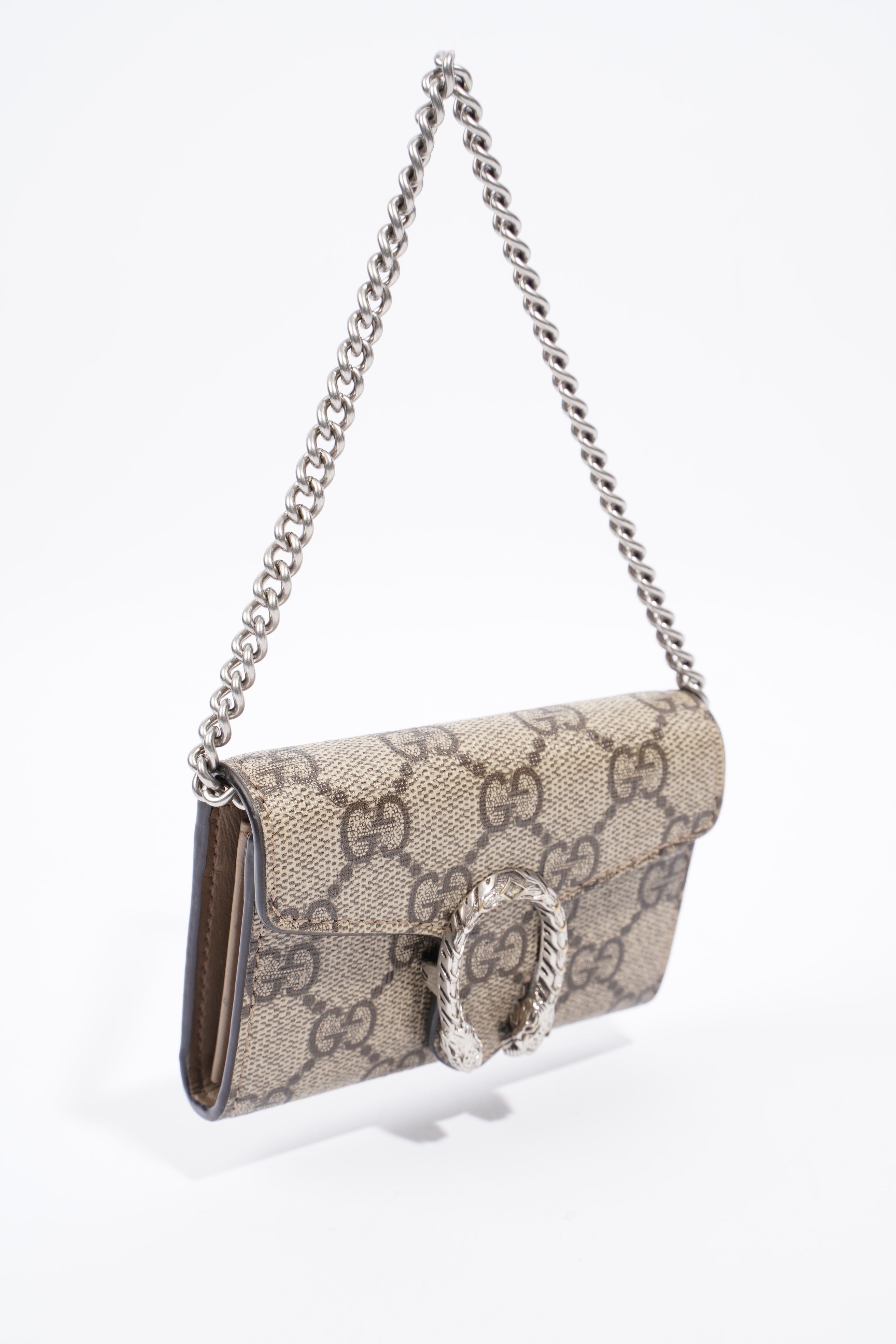 Gucci Dionysus Coin Purse Beige And Ebony GG Supreme Coated Canvas