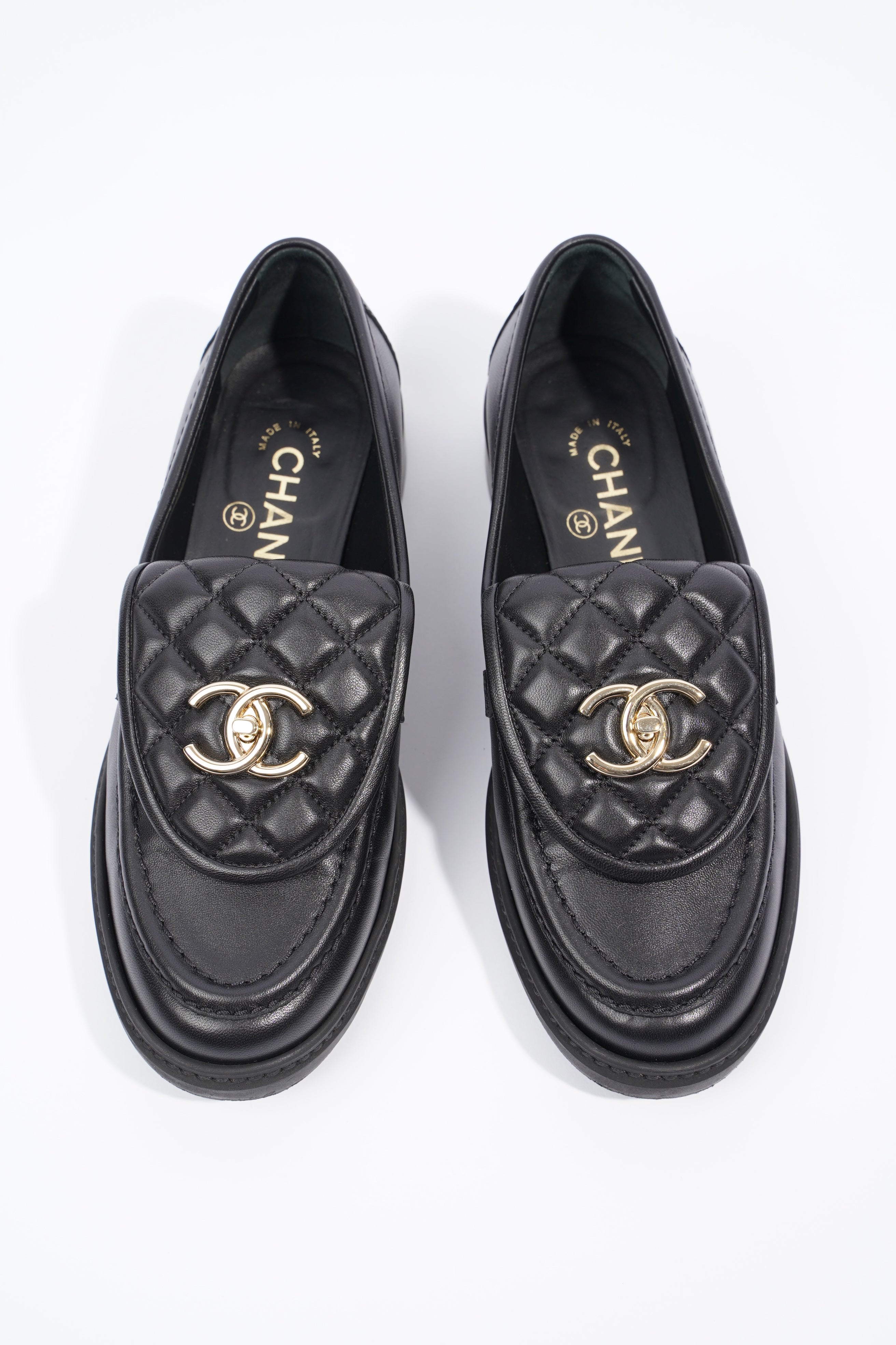 Chanel Quilted Flap Turnlock CC Logo Black Leather EU 36.5 UK 3.5