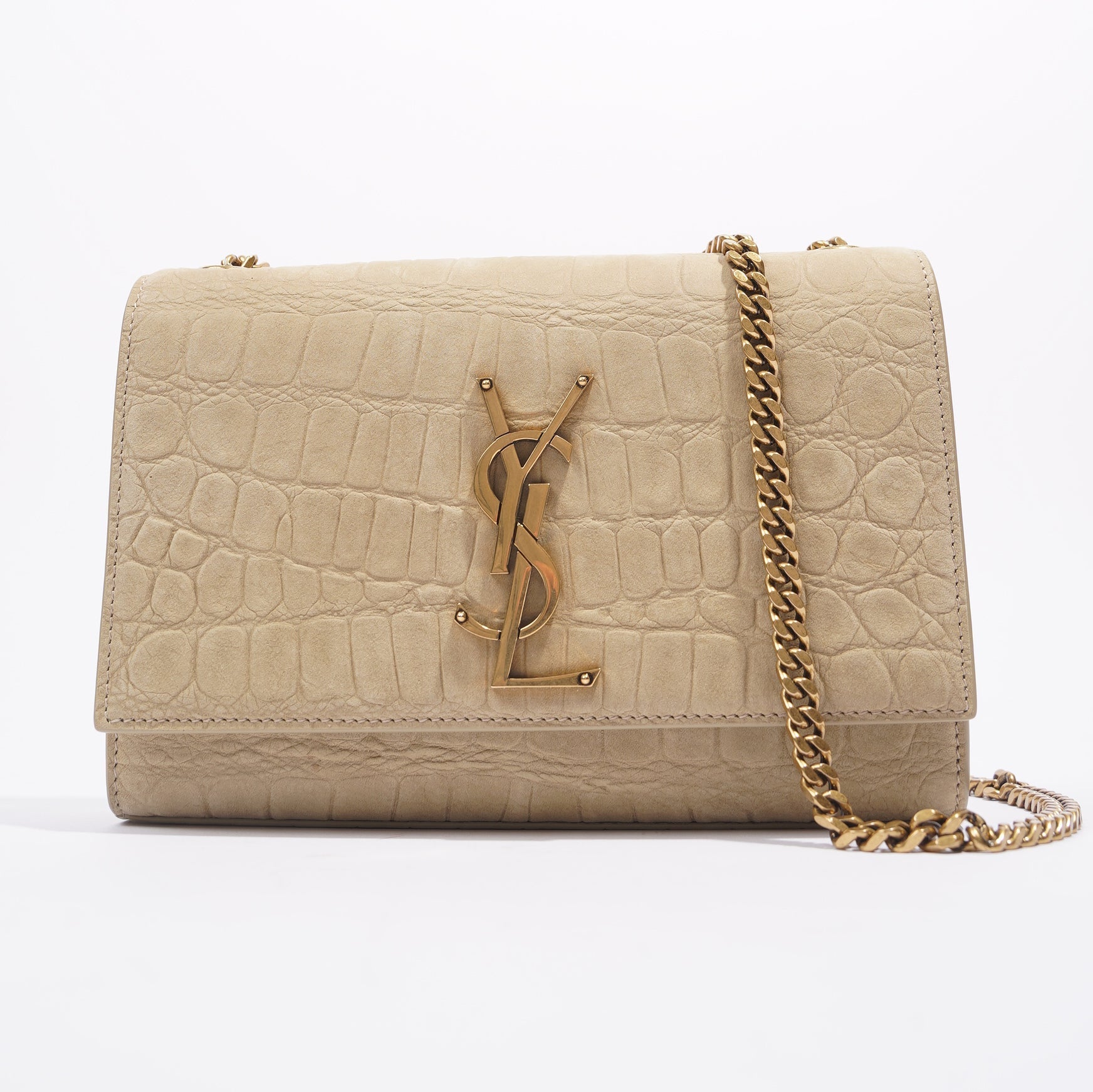 Saint Laurent Kate Chain Wallet Nougat Beige Calfskin Leather