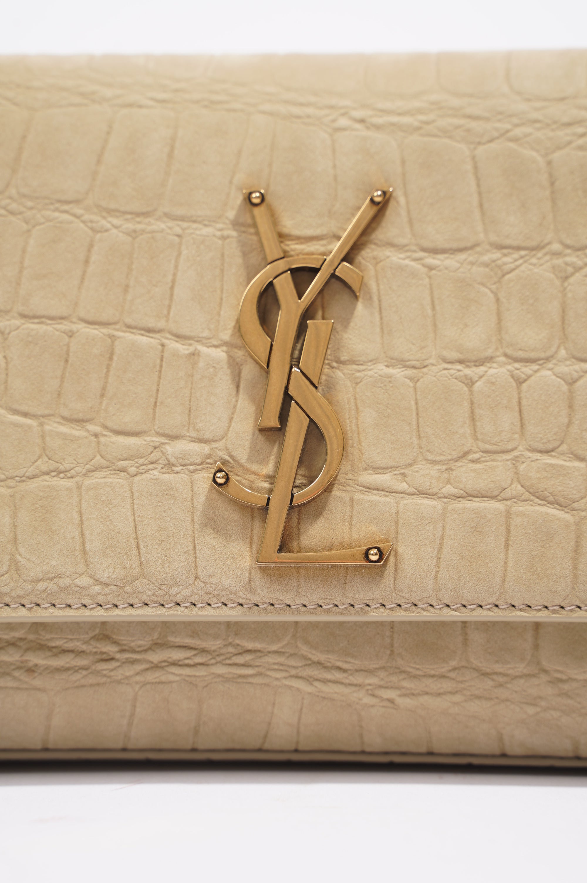 Saint Laurent Kate Chain Wallet Nougat Beige Calfskin Leather