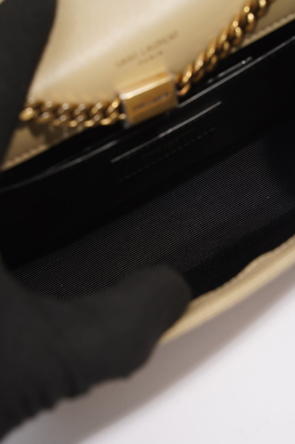 Saint Laurent Kate Chain Wallet Nougat Beige Calfskin Leather