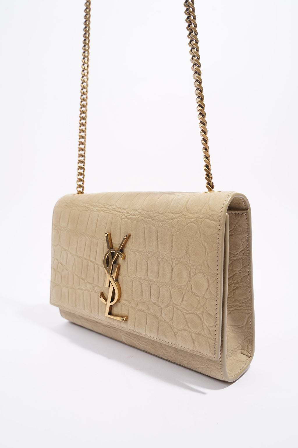 Saint Laurent Kate Chain Wallet Nougat Beige Calfskin Leather