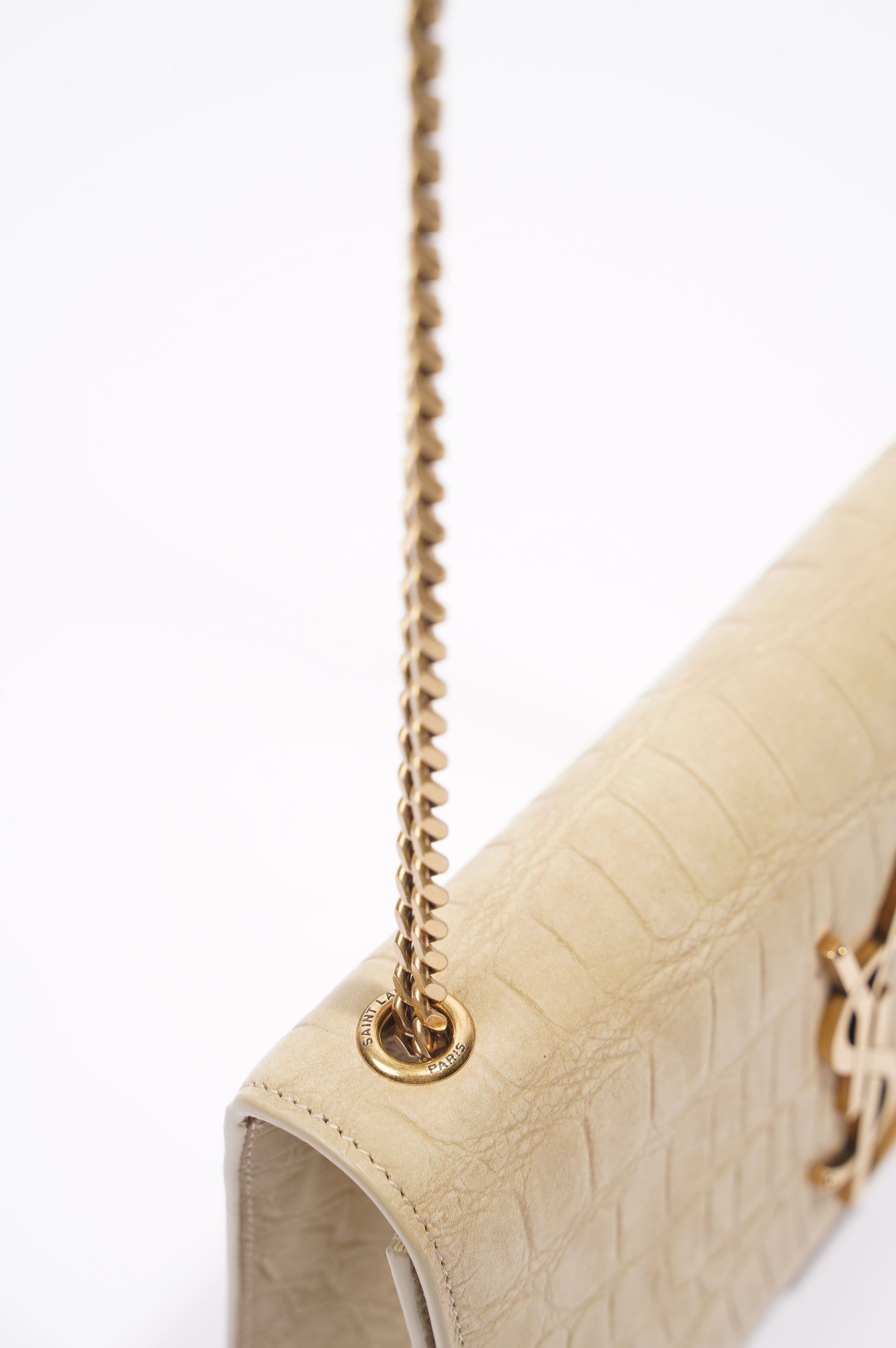 Saint Laurent Kate Chain Wallet Nougat Beige Calfskin Leather