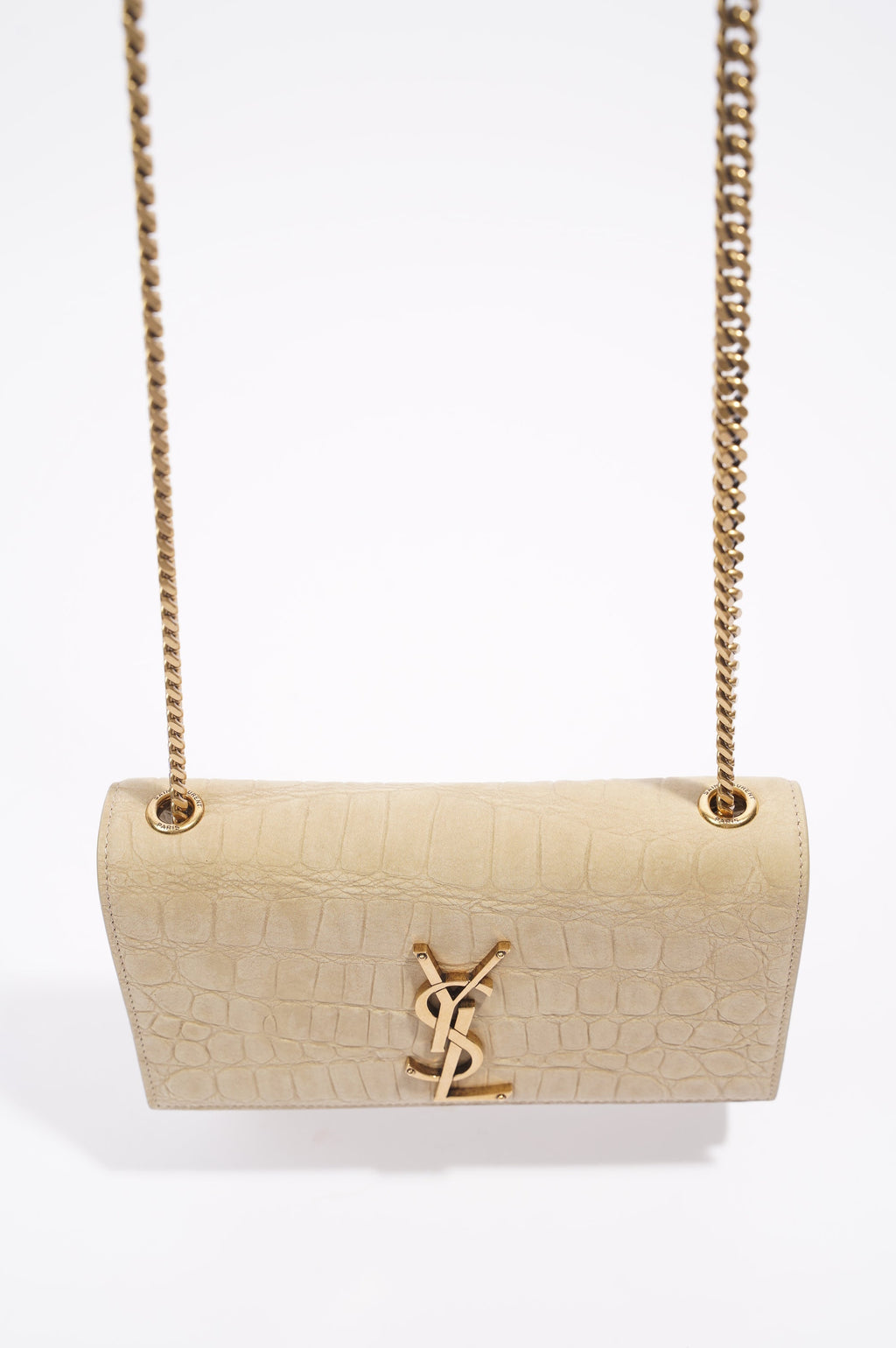 Saint Laurent Kate Chain Wallet Nougat Beige Calfskin Leather