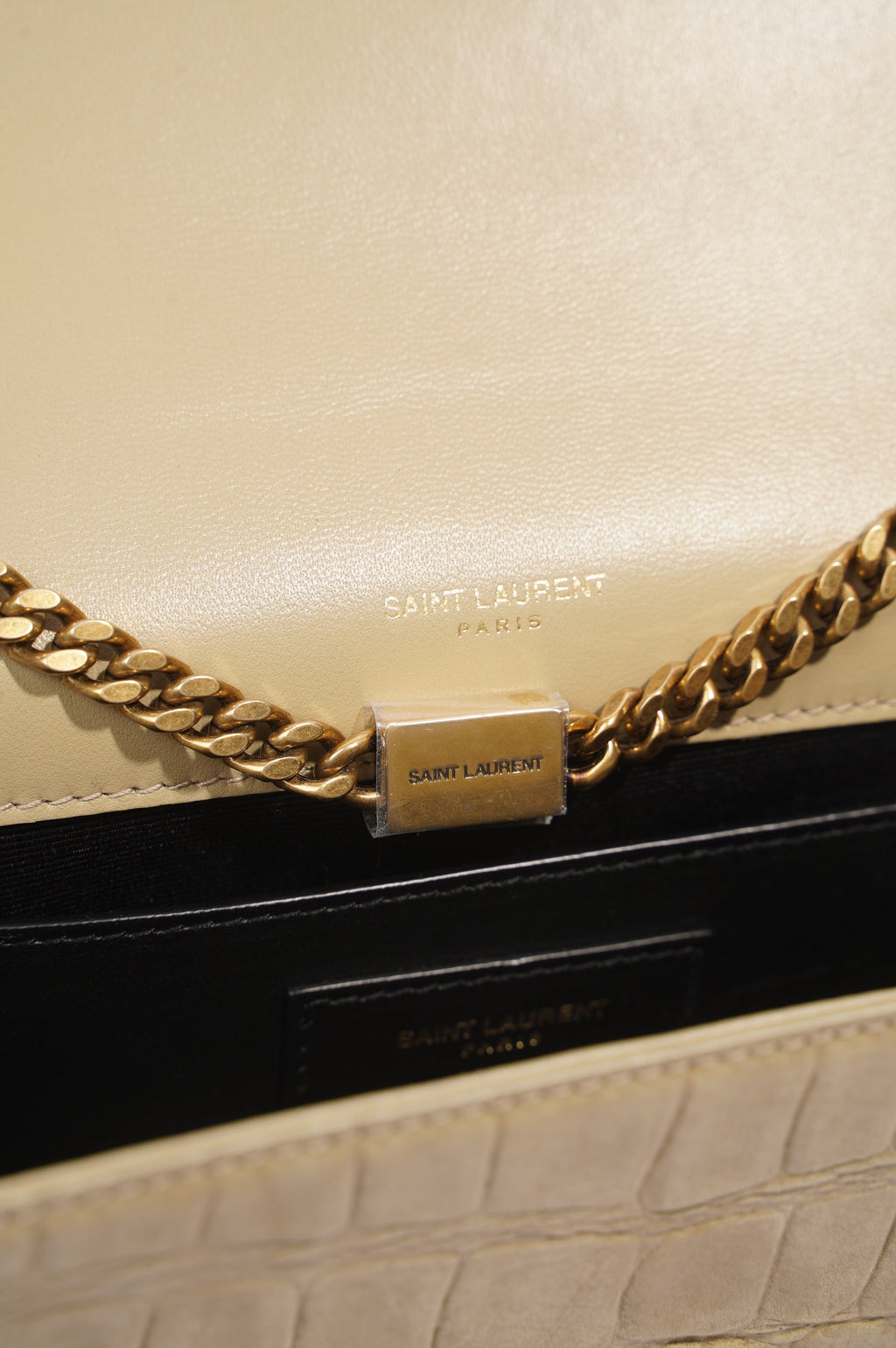Saint Laurent Kate Chain Wallet Nougat Beige Calfskin Leather