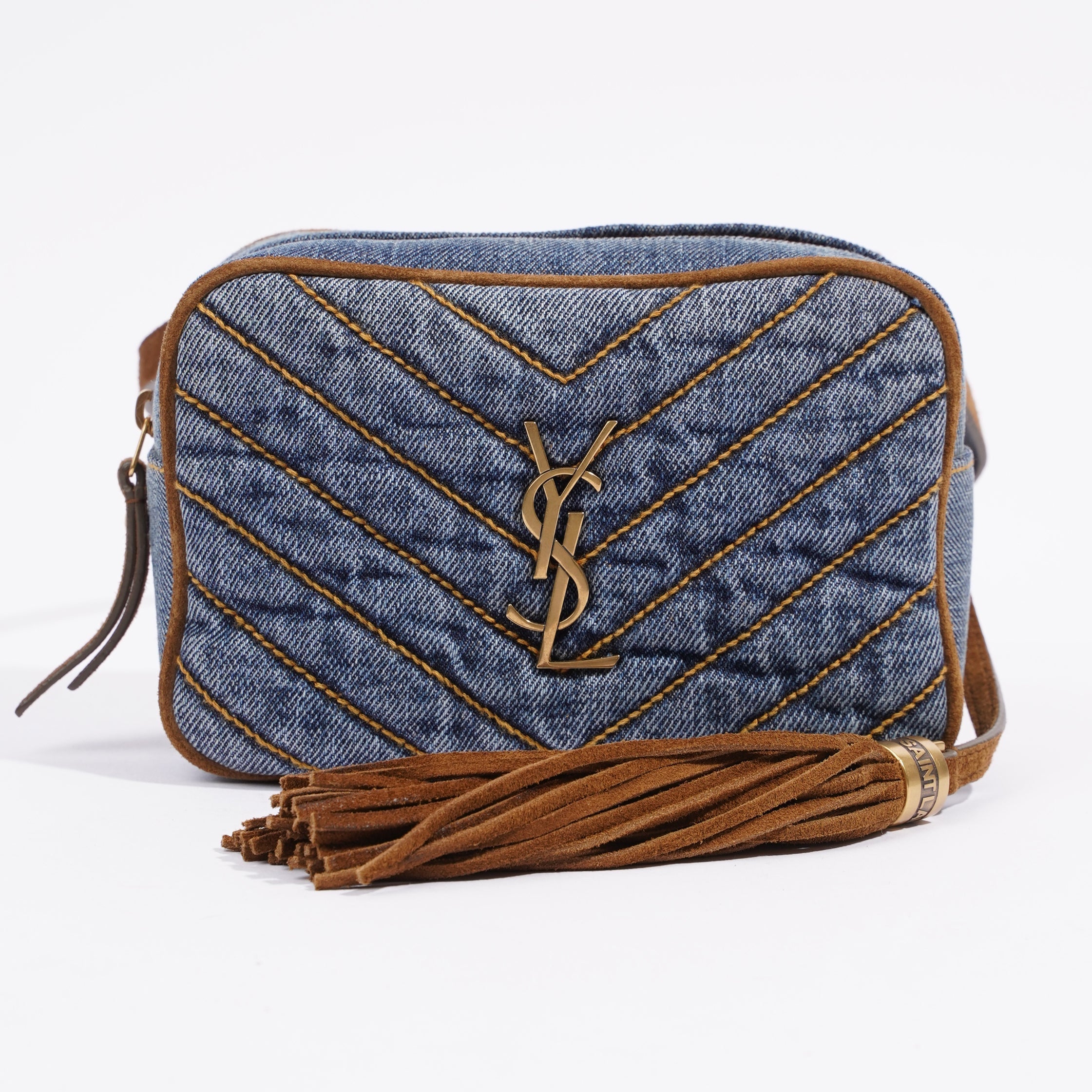 Saint Laurent Lou Belt Bag Denim / Brown Denim