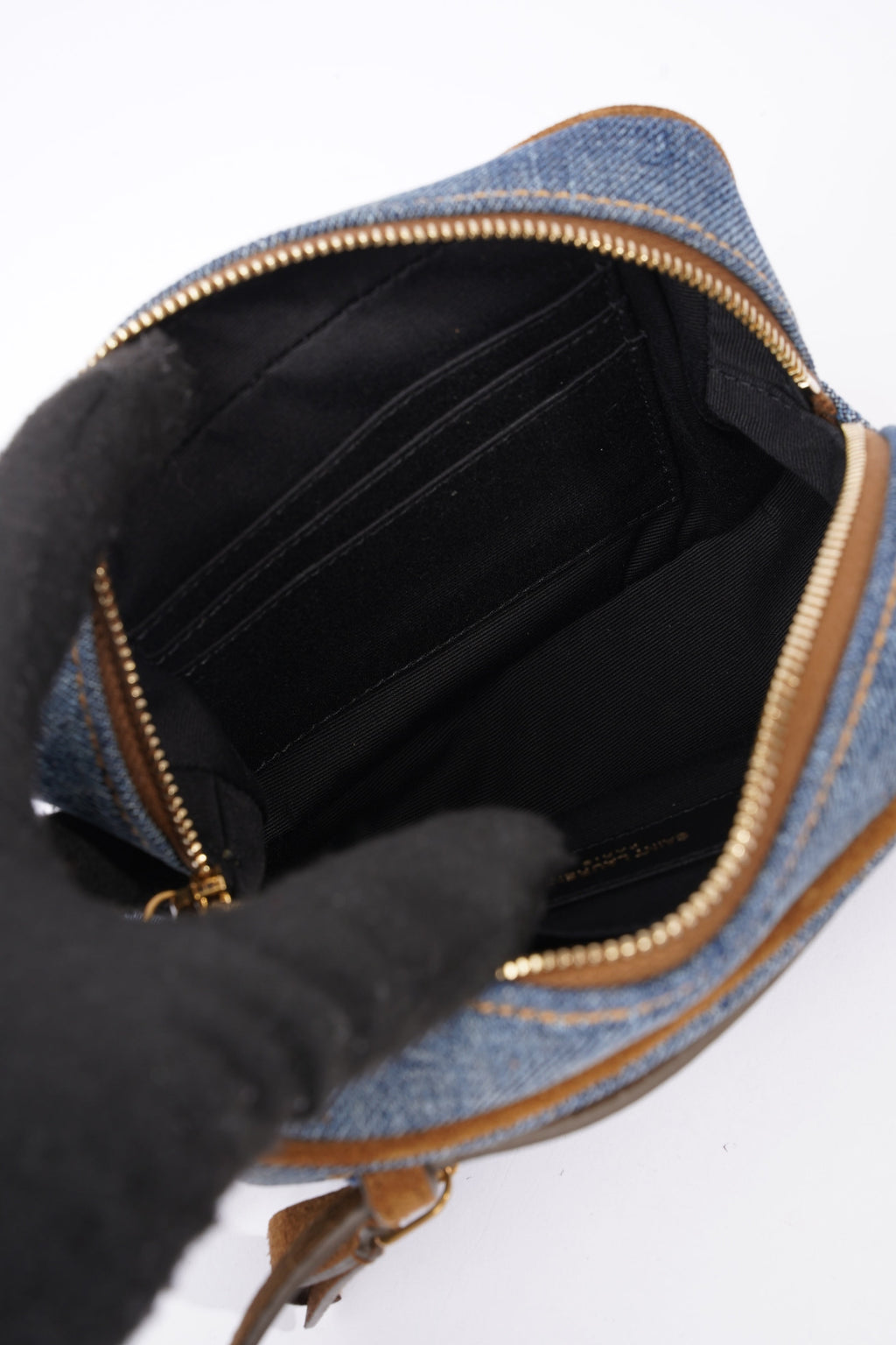 Saint Laurent Lou Belt Bag Denim / Brown Denim