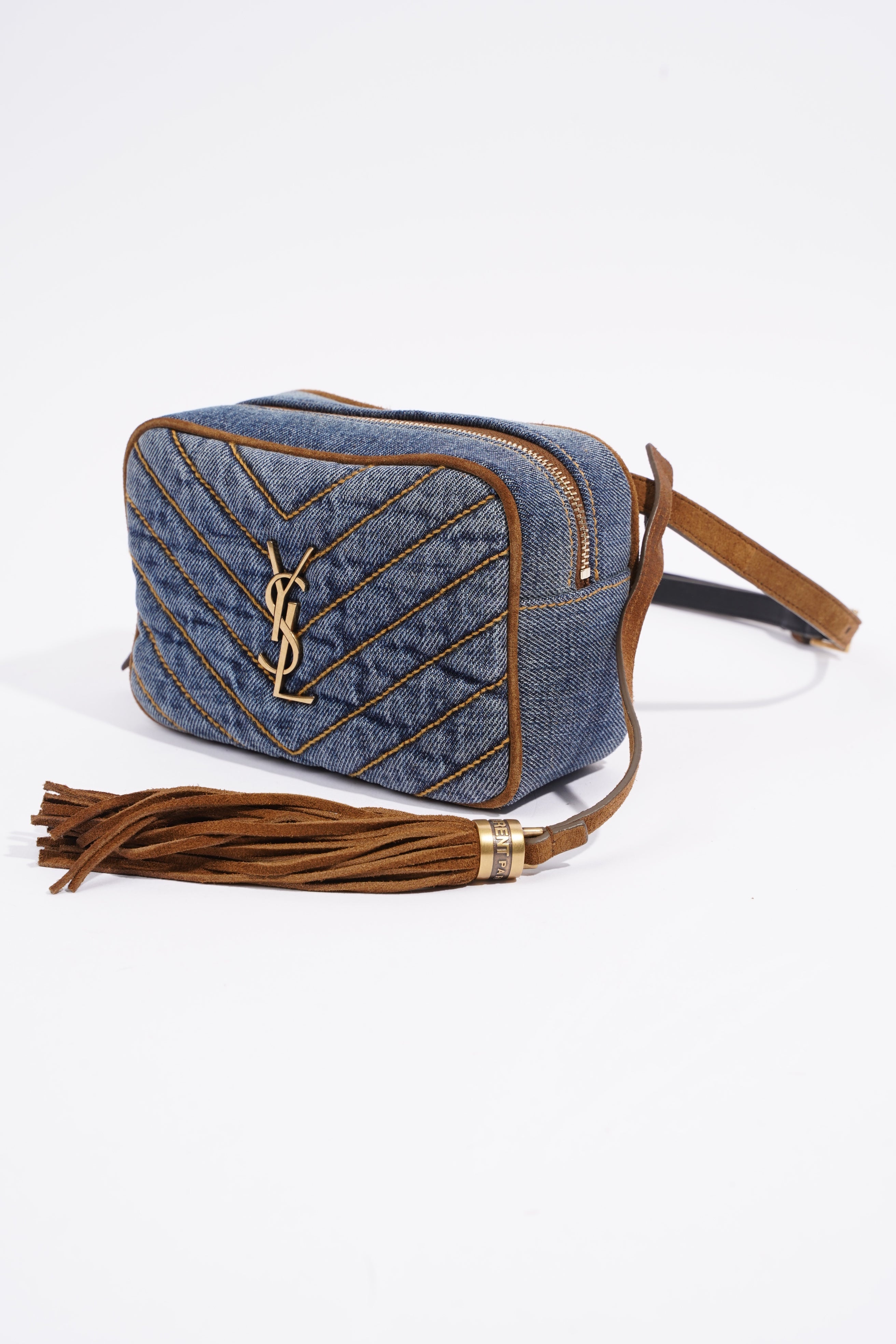 Saint Laurent Lou Belt Bag Denim / Brown Denim