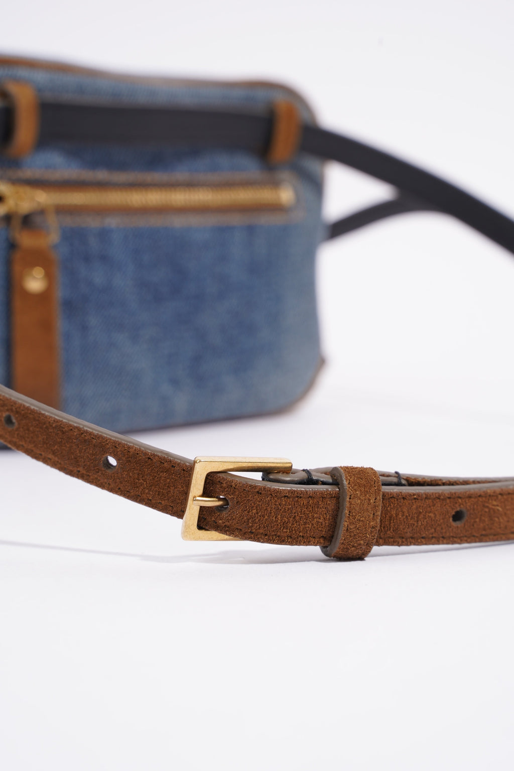 Saint Laurent Lou Belt Bag Denim / Brown Denim