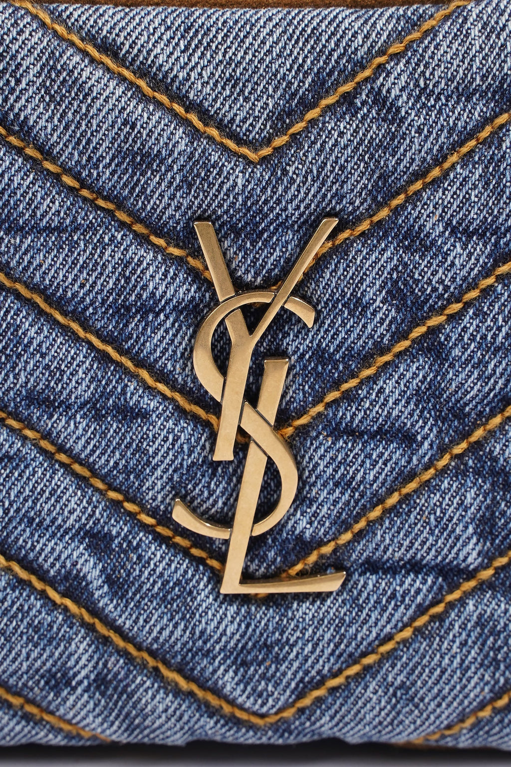 Saint Laurent Lou Belt Bag Denim / Brown Denim