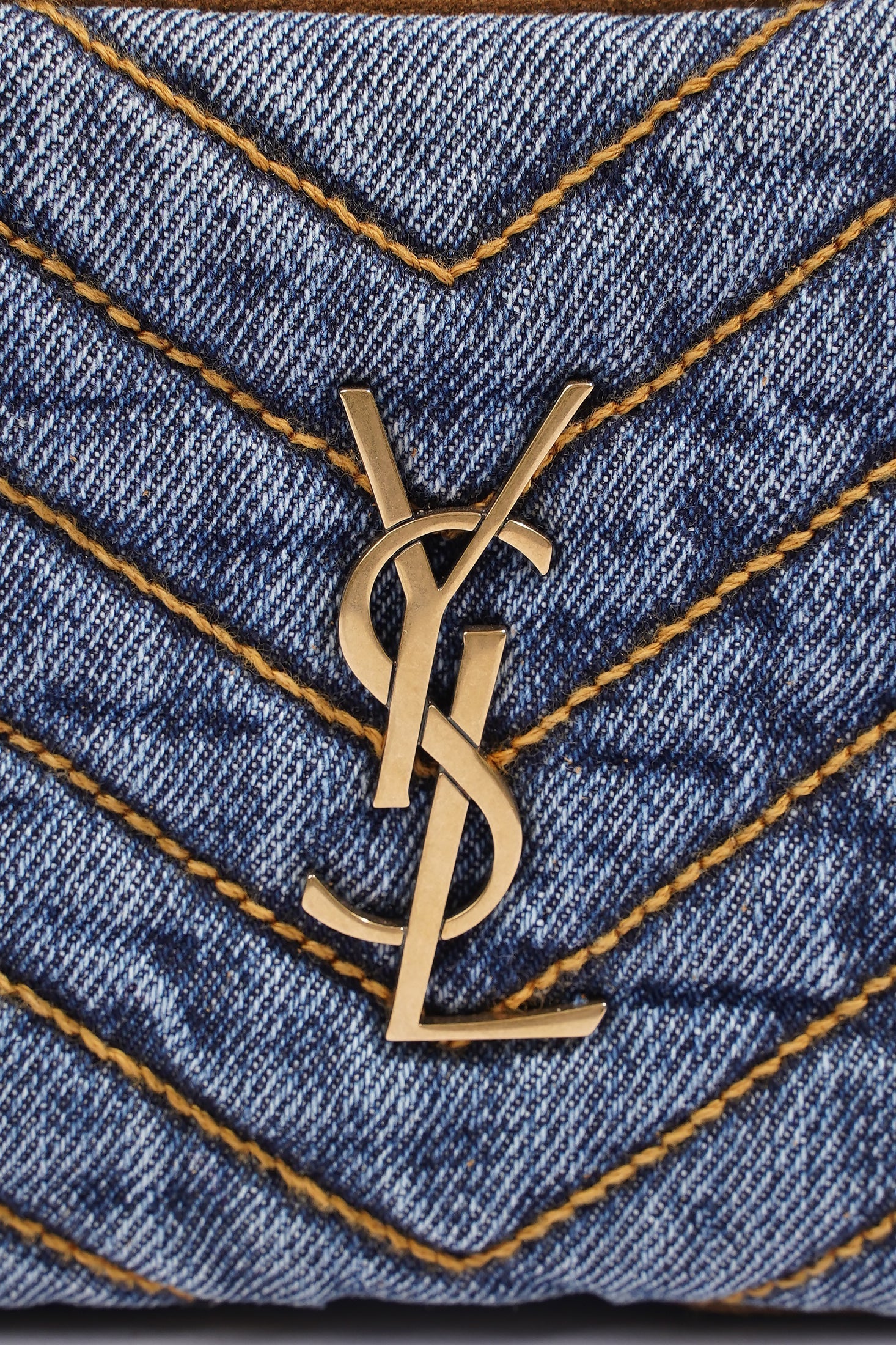 Saint Laurent Lou Belt Bag Denim / Brown Denim