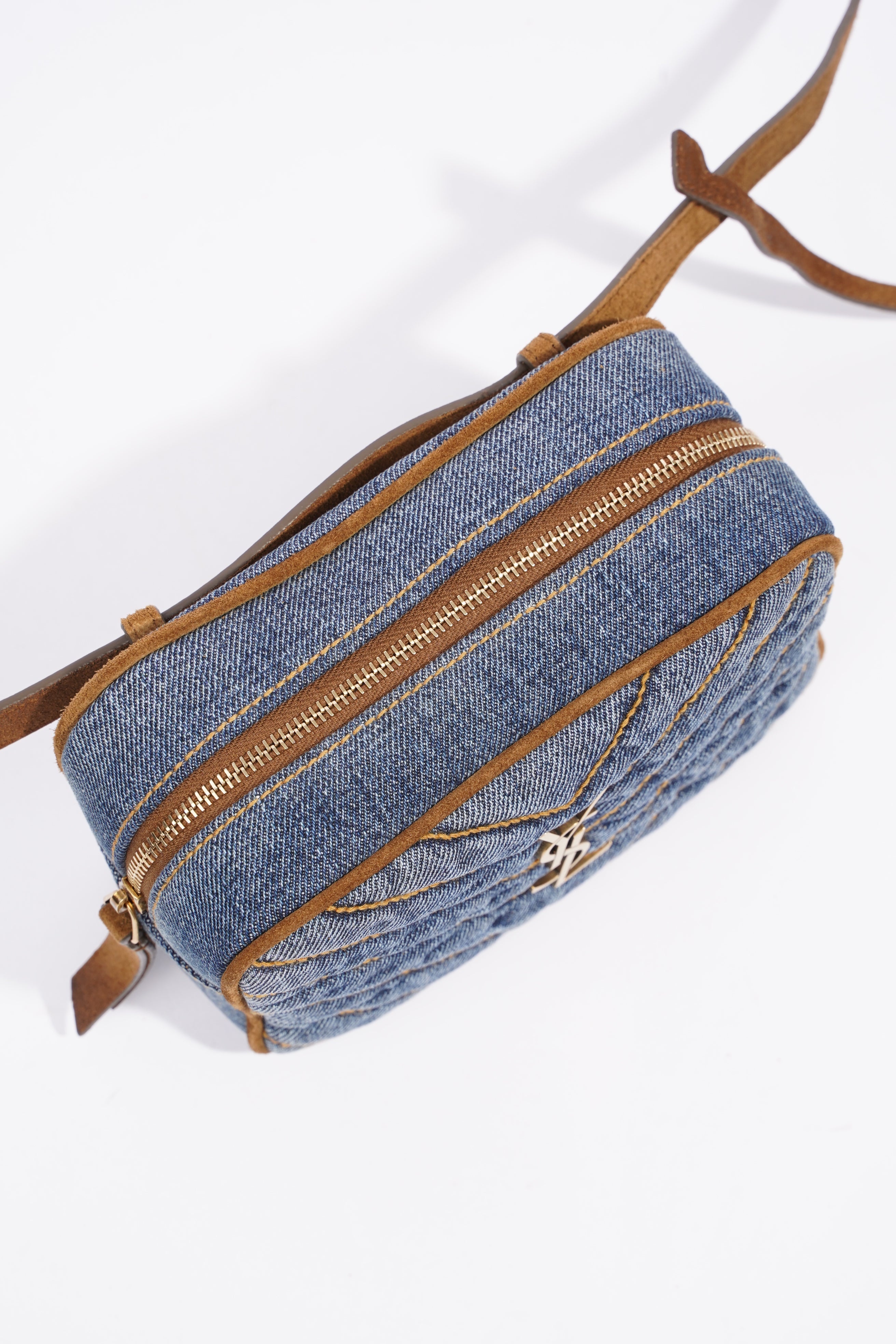 Saint Laurent Lou Belt Bag Denim / Brown Denim